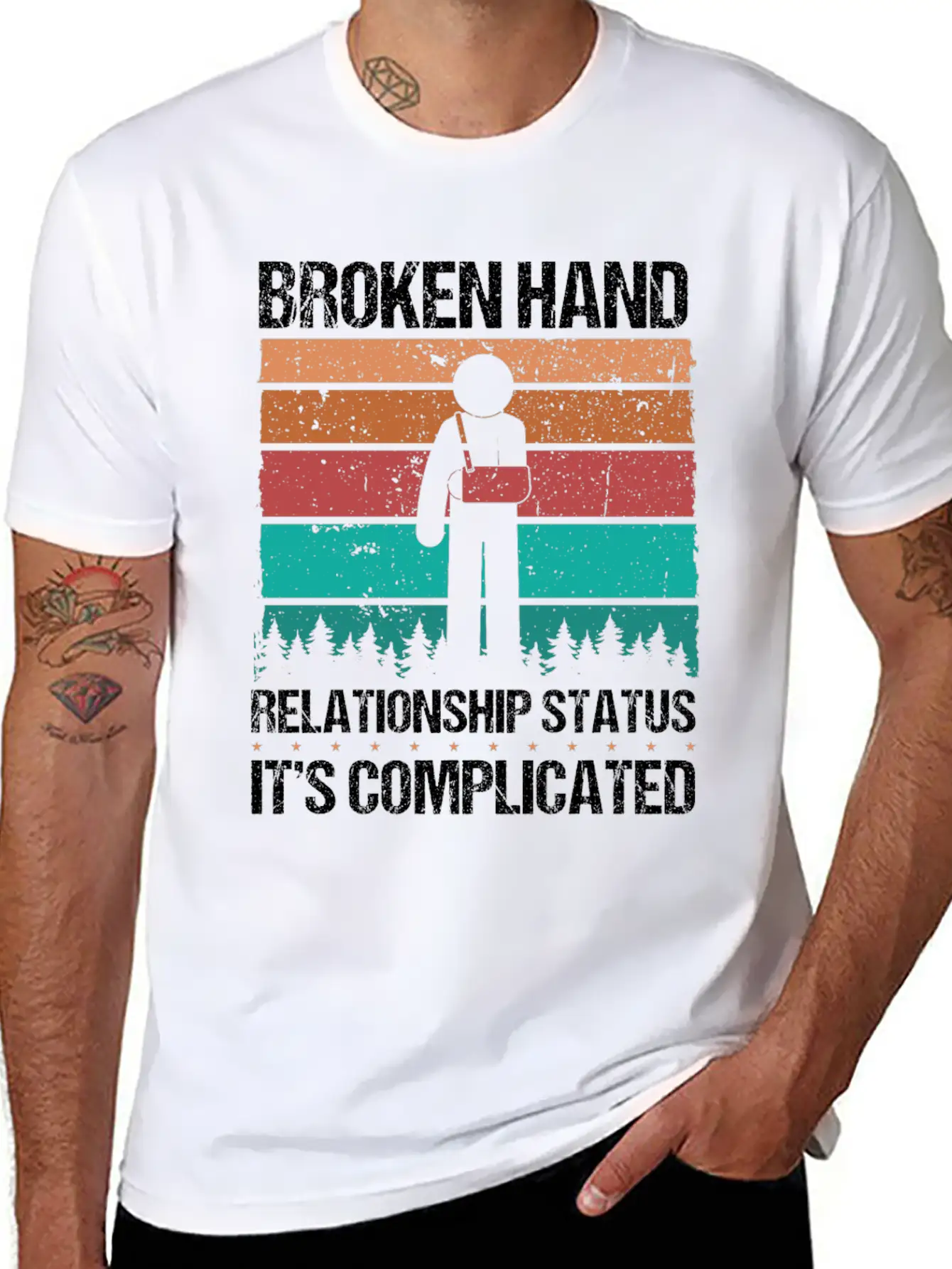 Funny Broken Hand Survivor Broken Hand Recovery Unisex Short Sleeve Soft Cotton T-Shirt – Casual Everyday Wear