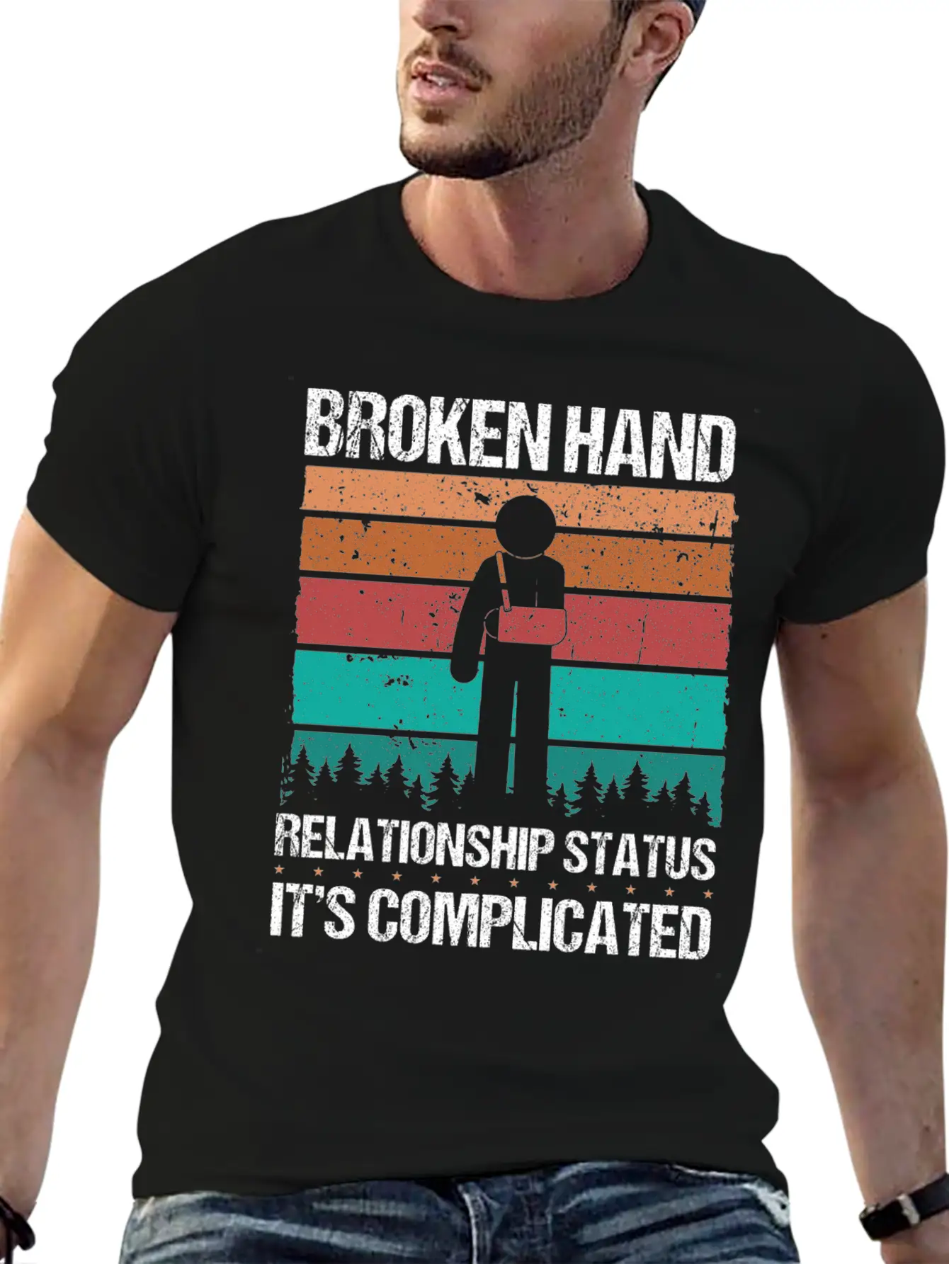 Funny Broken Hand Survivor Broken Hand Recovery Unisex Short Sleeve Soft Cotton T-Shirt – Casual Everyday Wear