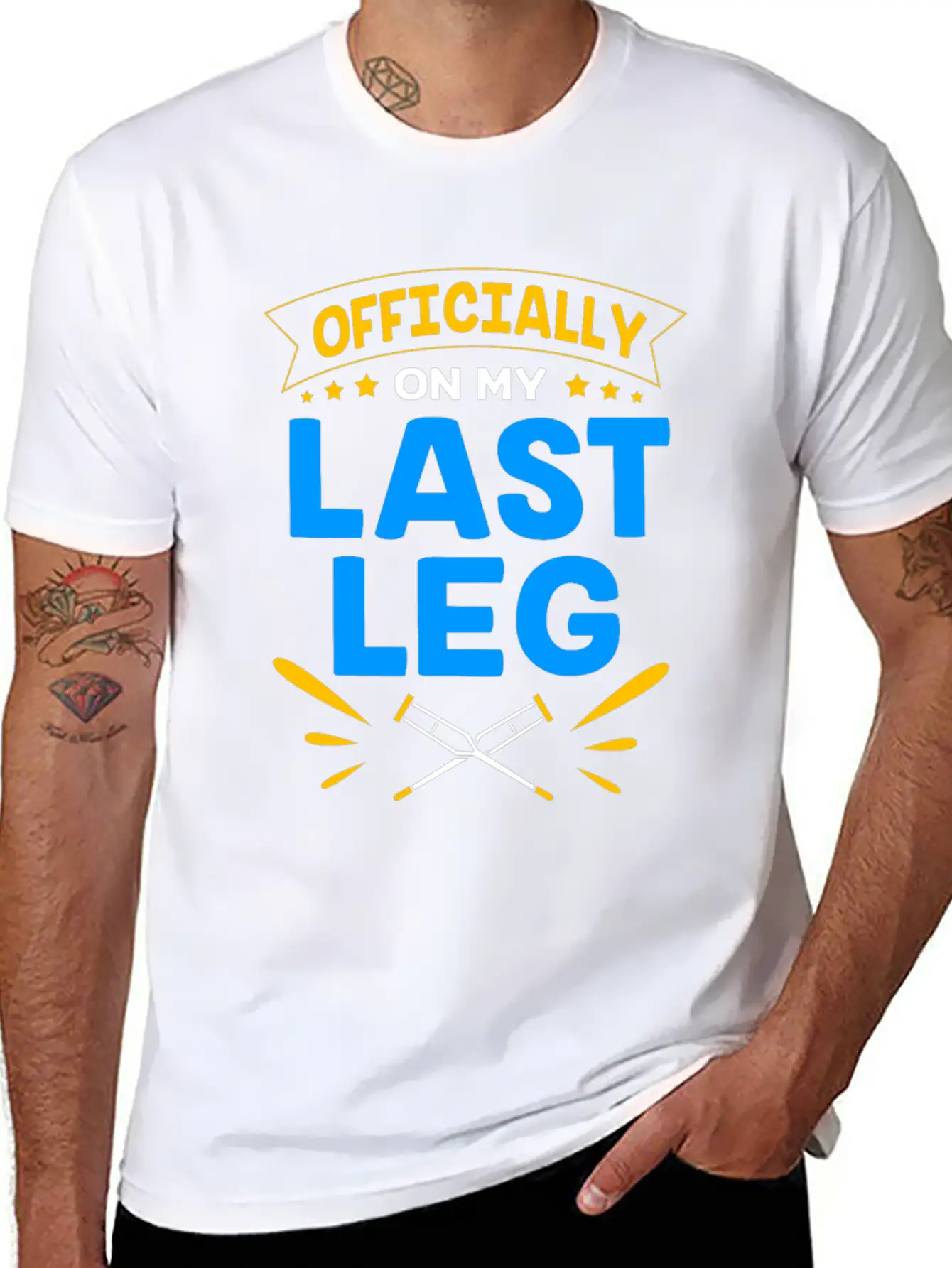 Funny Broken Leg Officially On My Last Leg Timeless Short Sleeve Tee – Comfy And Minimalist Design