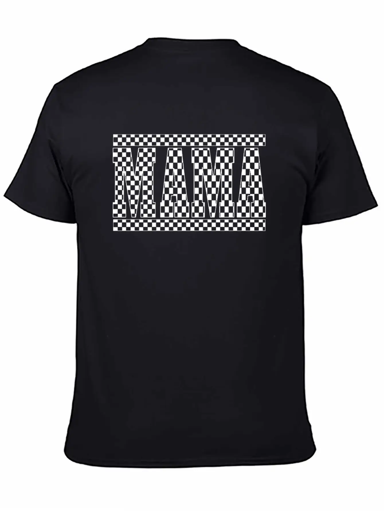 Funny Checkered Black And White Mama Race Women Stylish Everyday T-Shirt – Unisex Basic Cotton Tee