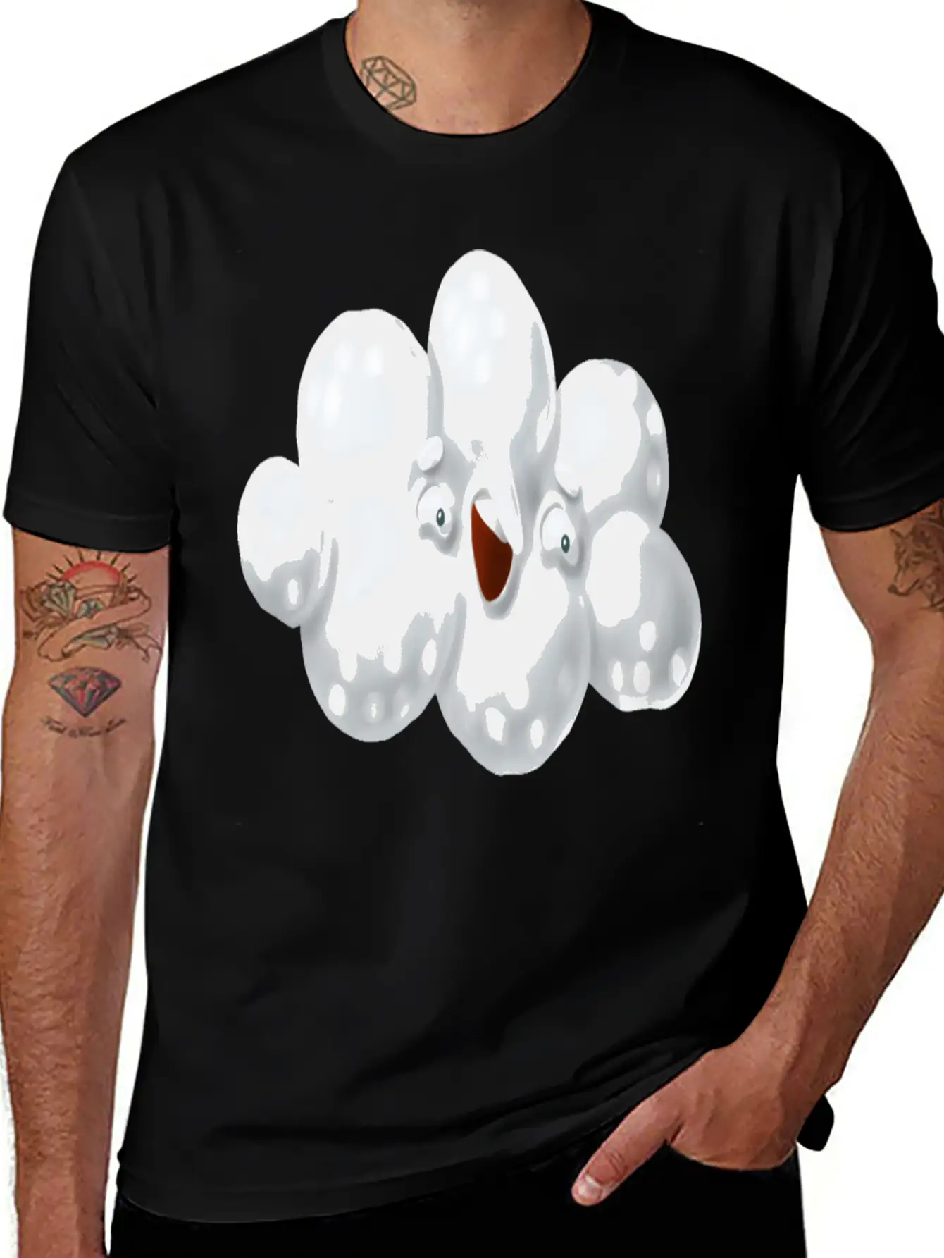 Funny Cloud Cartoon Comfortable Minimalist Graphic Tee – Summer Style Essential