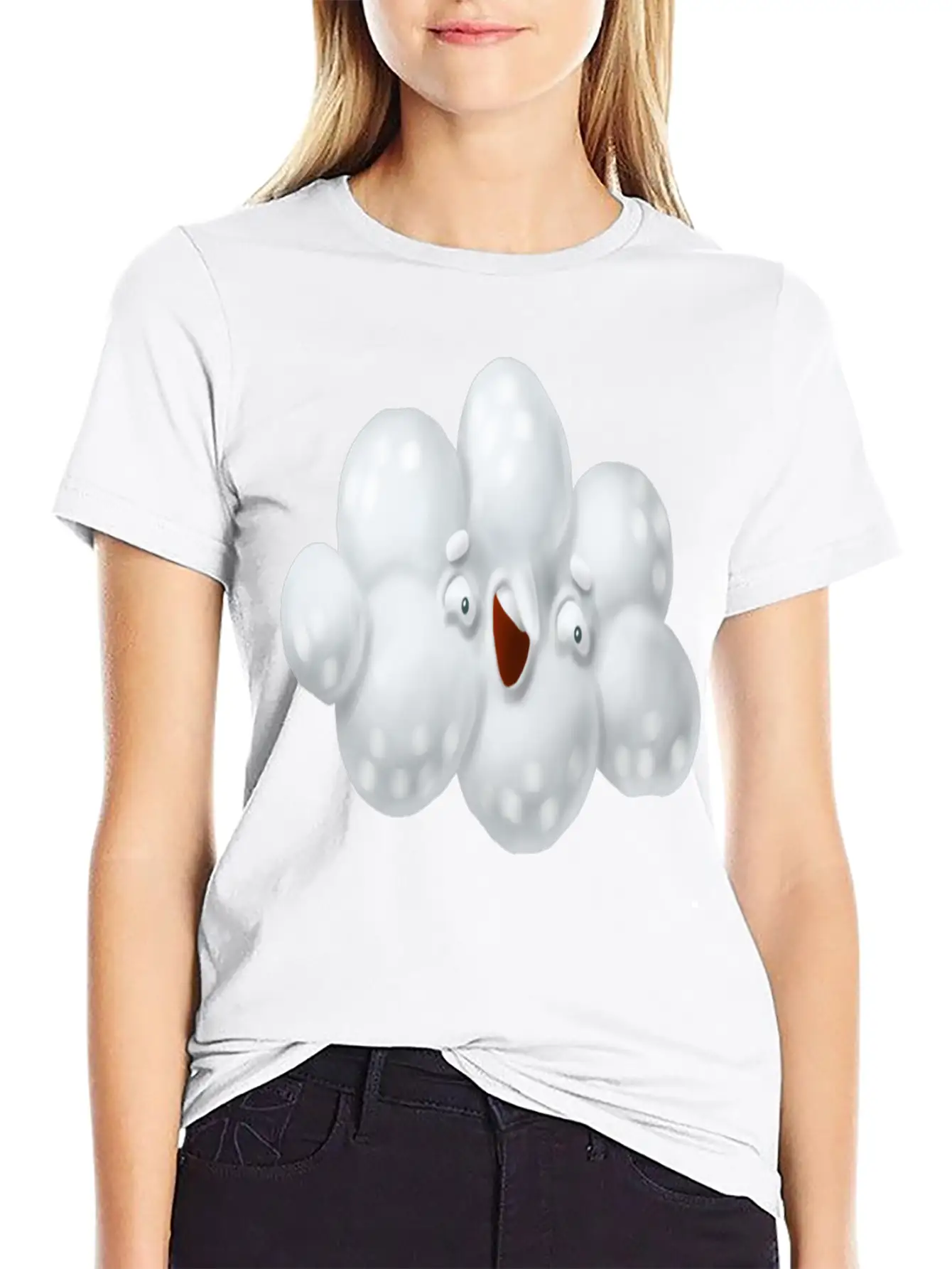 Funny Cloud Cartoon Comfortable Minimalist Graphic Tee – Summer Style Essential