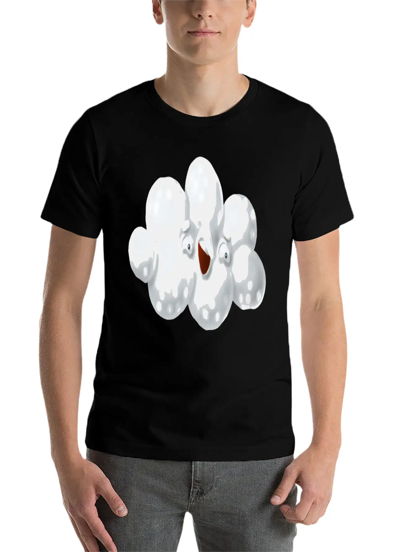 Funny Cloud Cartoon Comfortable Minimalist Graphic Tee – Summer Style Essential