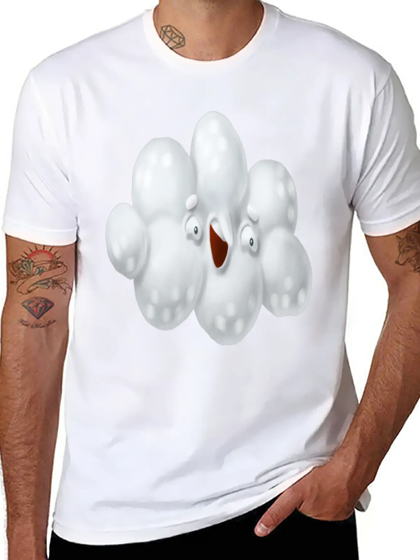 Funny Cloud Cartoon Comfortable Minimalist Graphic Tee – Summer Style Essential