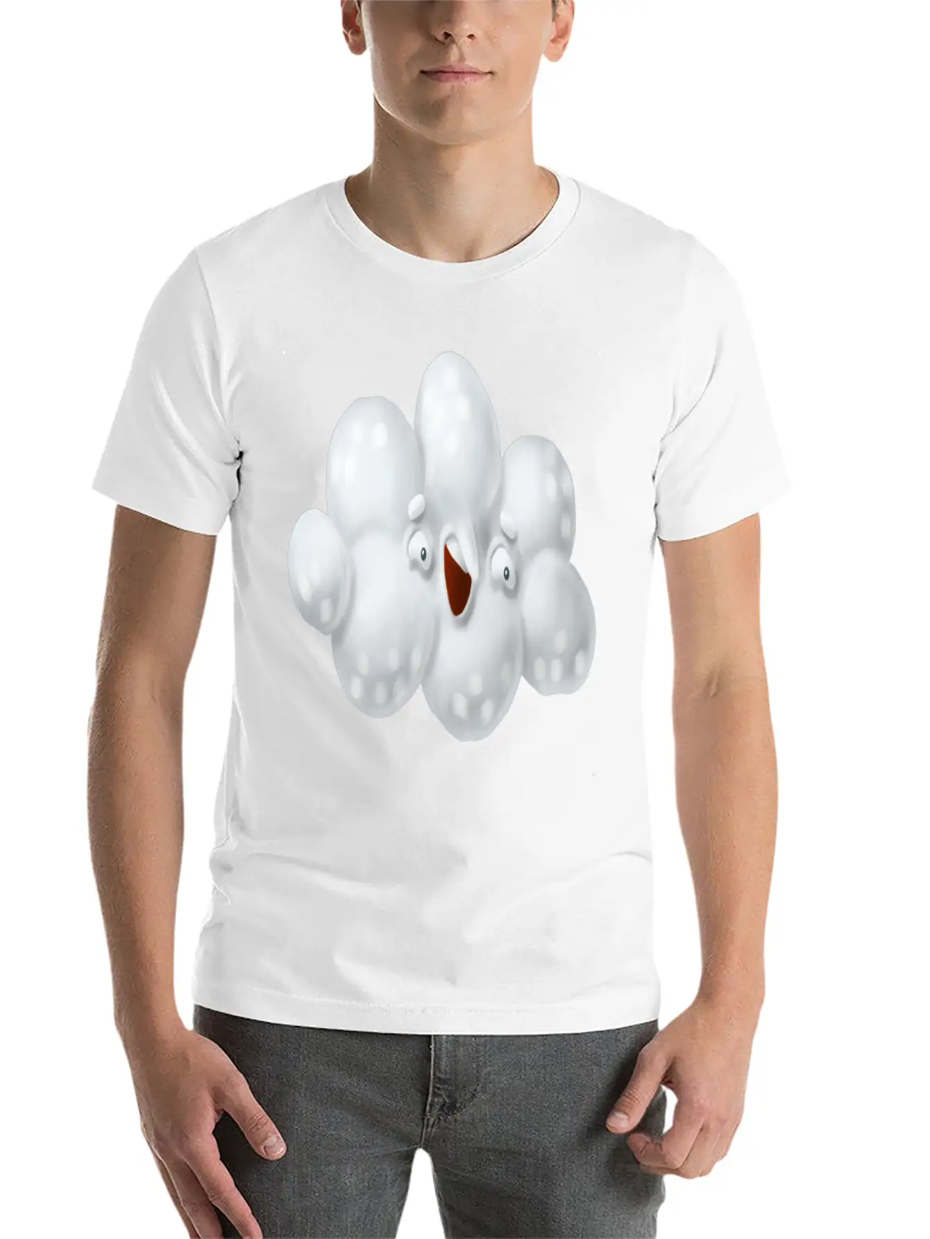 Funny Cloud Cartoon Comfortable Minimalist Graphic Tee – Summer Style Essential