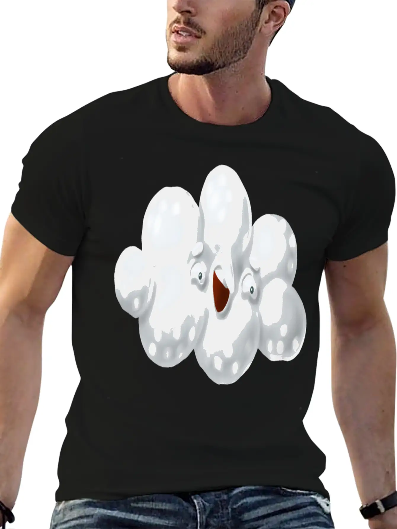 Funny Cloud Cartoon Comfortable Minimalist Graphic Tee – Summer Style Essential