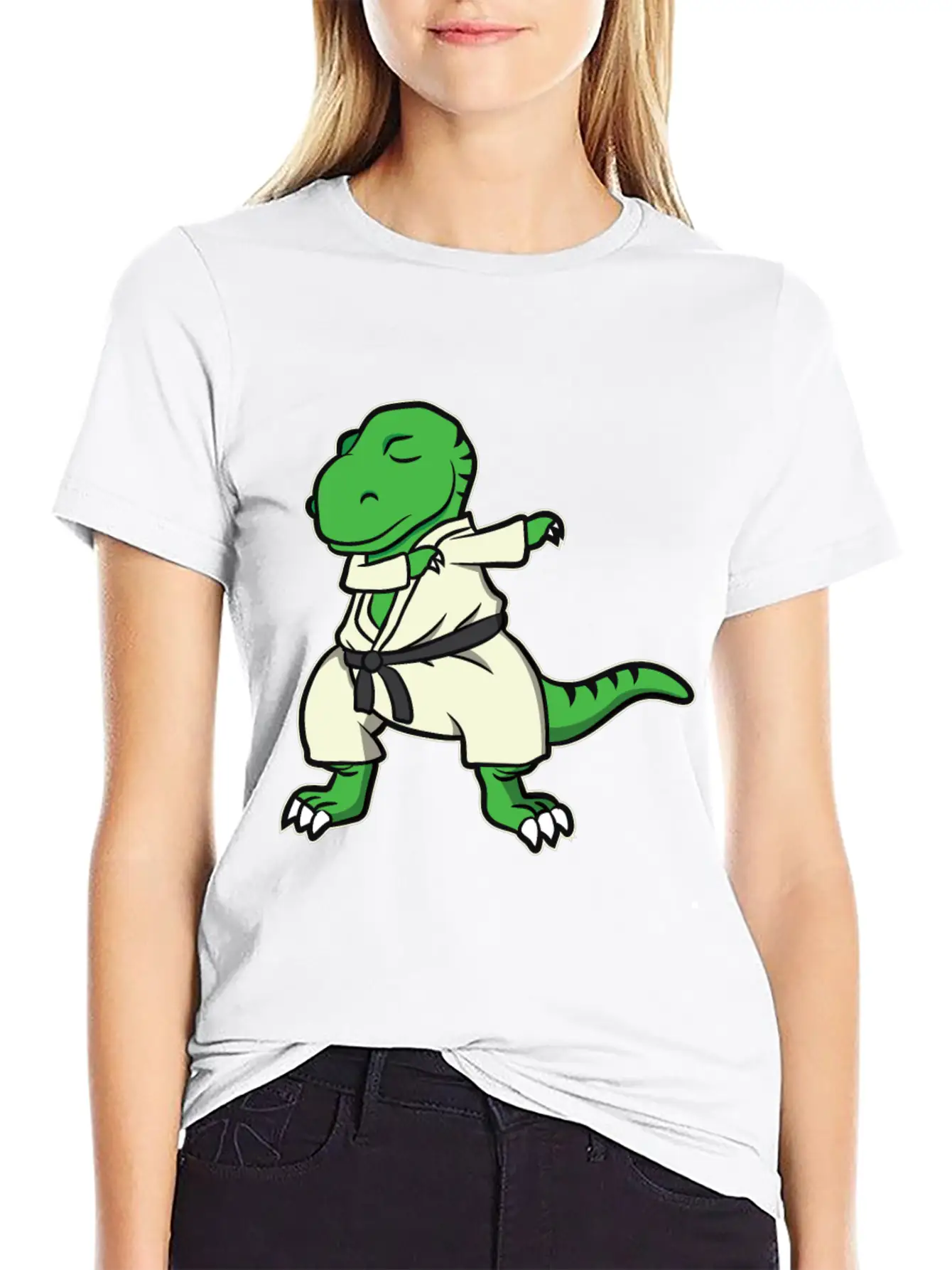 Funny Dabbing Karate Dinosaur Tyrannosaurus Gift Unisex Casual T-Shirt – Clean Design For Daily Comfort