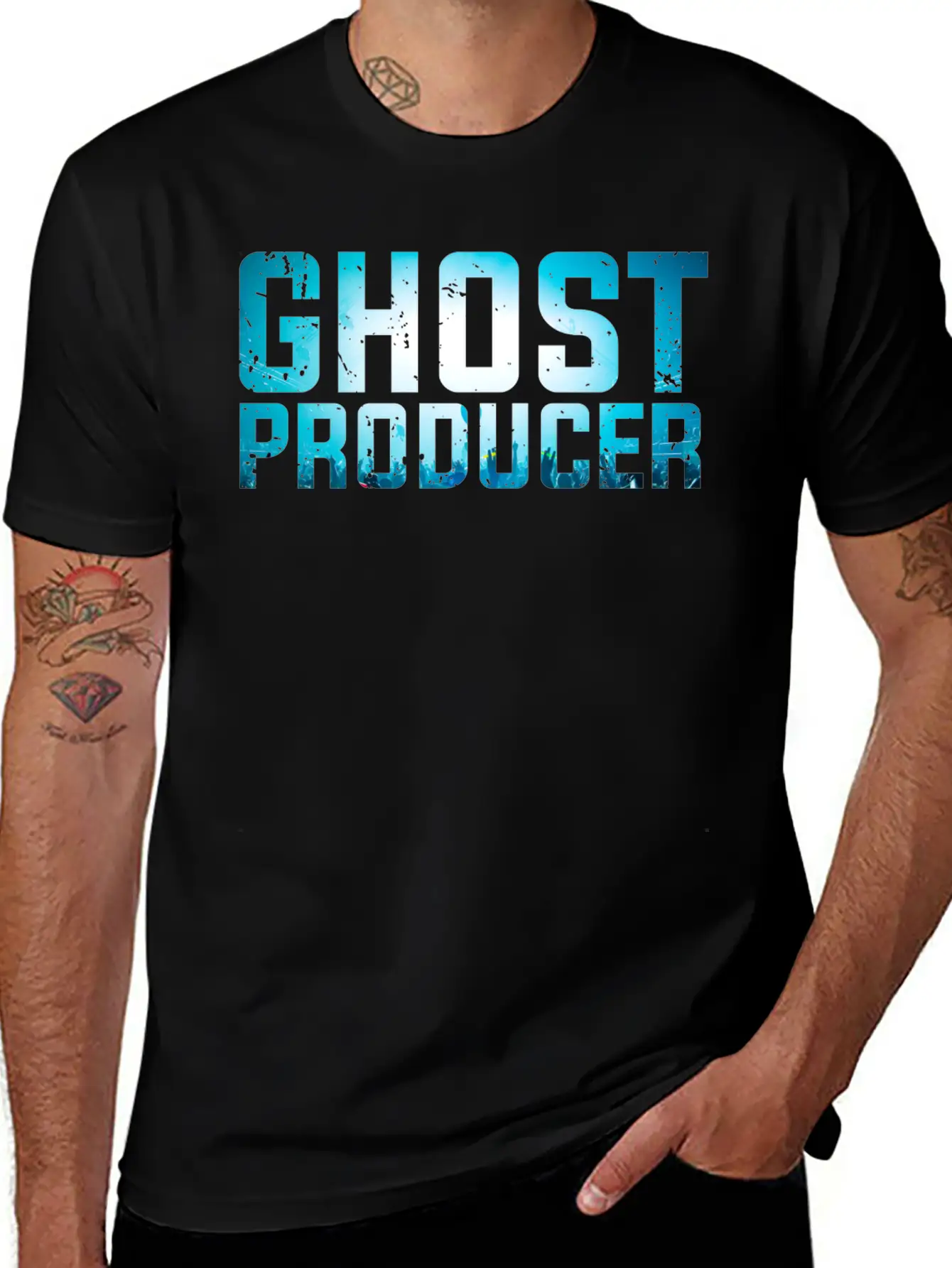 Funny DJ - Ghost Producer - Remix Music Humor Unisex Casual T-Shirt – Clean Design For Daily Comfort