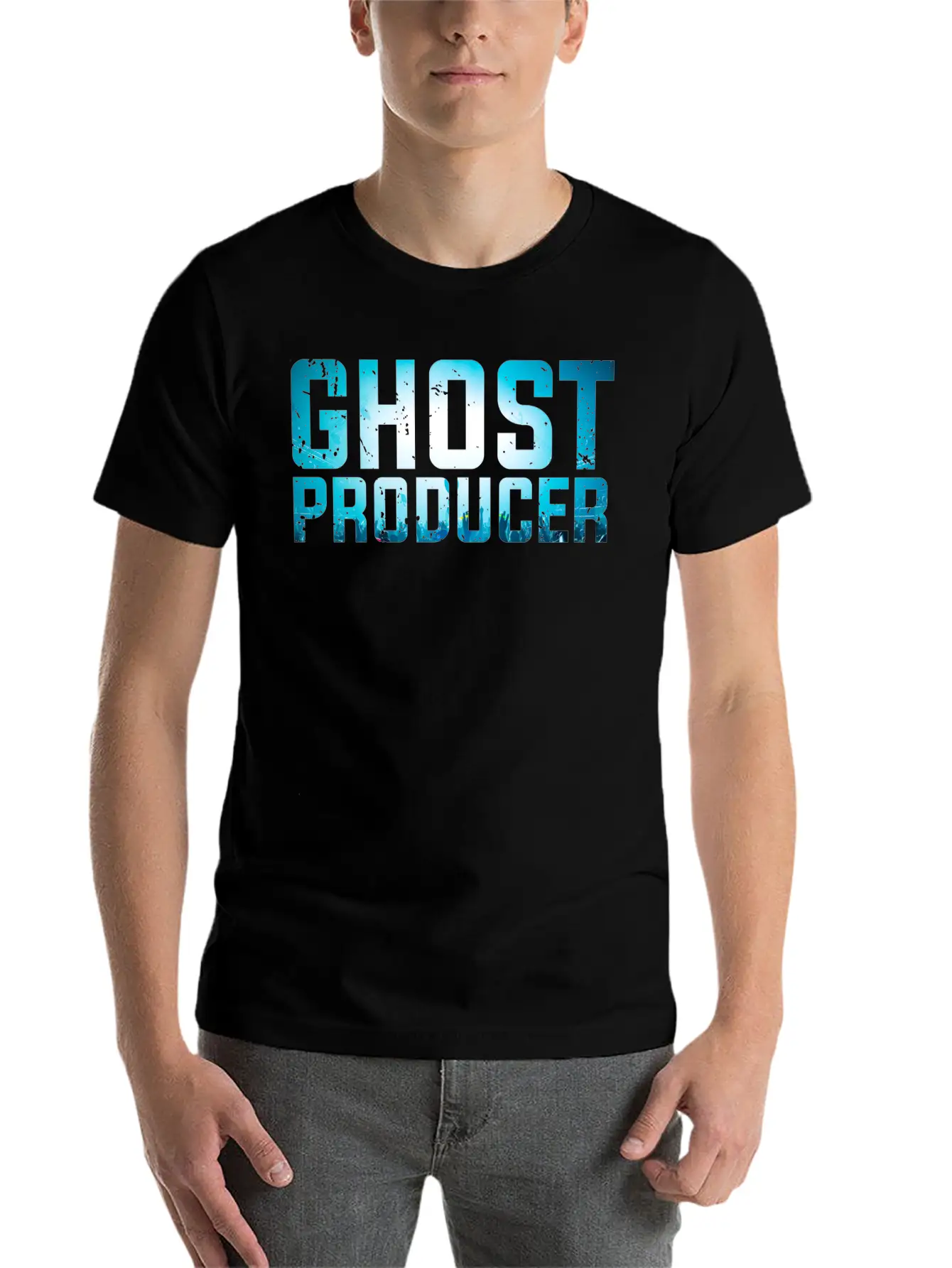 Funny DJ - Ghost Producer - Remix Music Humor Unisex Casual T-Shirt – Clean Design For Daily Comfort