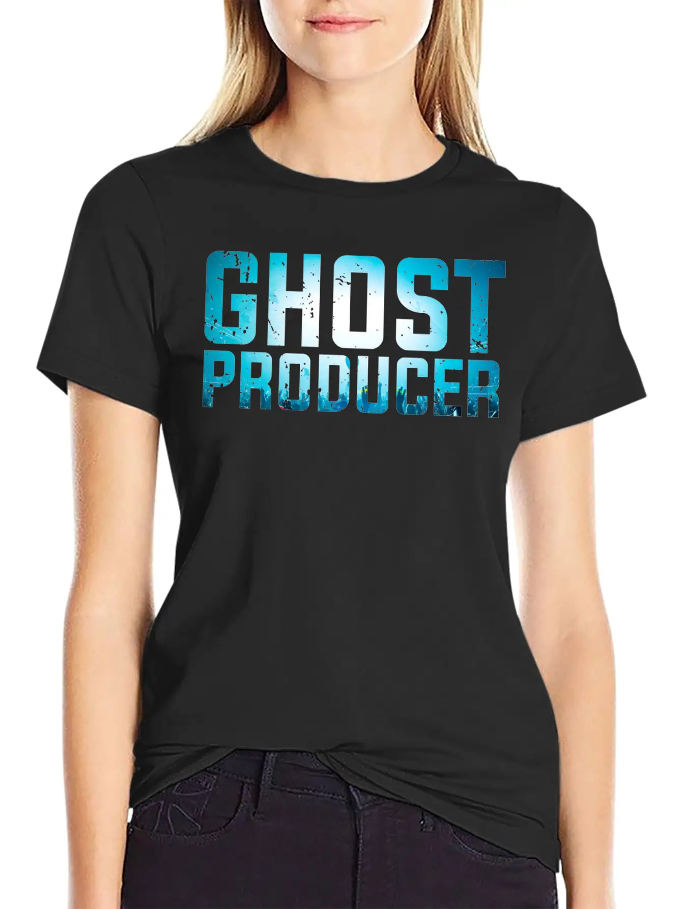 Funny DJ - Ghost Producer - Remix Music Humor Unisex Casual T-Shirt – Clean Design For Daily Comfort