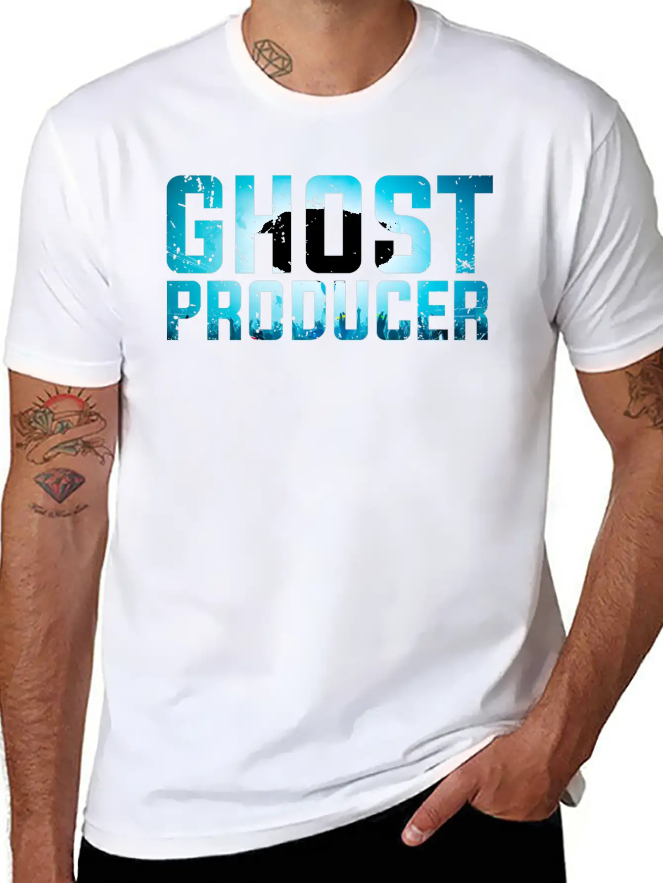 Funny DJ - Ghost Producer - Remix Music Humor Unisex Casual T-Shirt – Clean Design For Daily Comfort