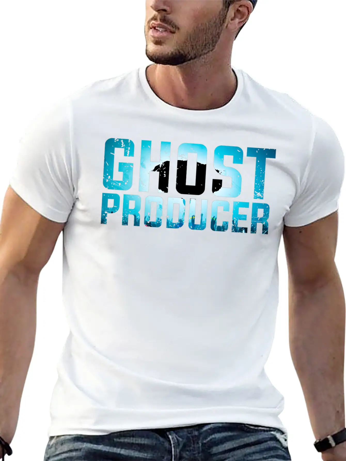 Funny DJ - Ghost Producer - Remix Music Humor Unisex Casual T-Shirt – Clean Design For Daily Comfort