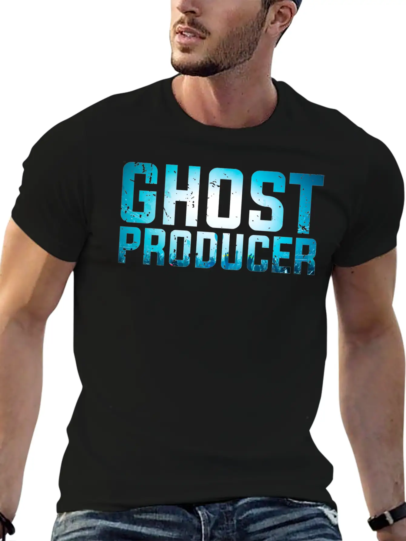 Funny DJ - Ghost Producer - Remix Music Humor Unisex Casual T-Shirt – Clean Design For Daily Comfort