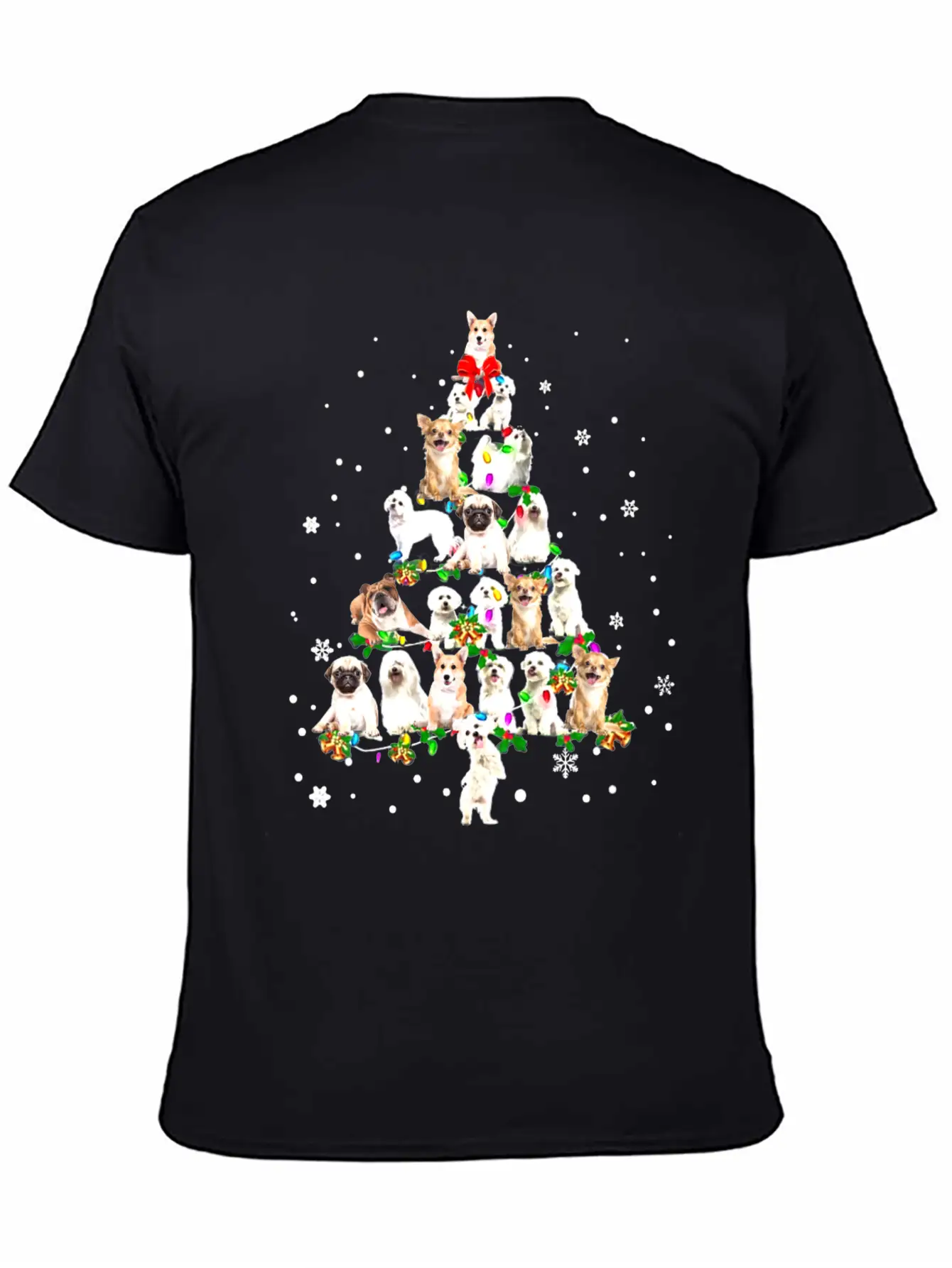 Funny Dog Xmas Tree Unisex Short Sleeve Soft Cotton T-Shirt – Casual Everyday Wear