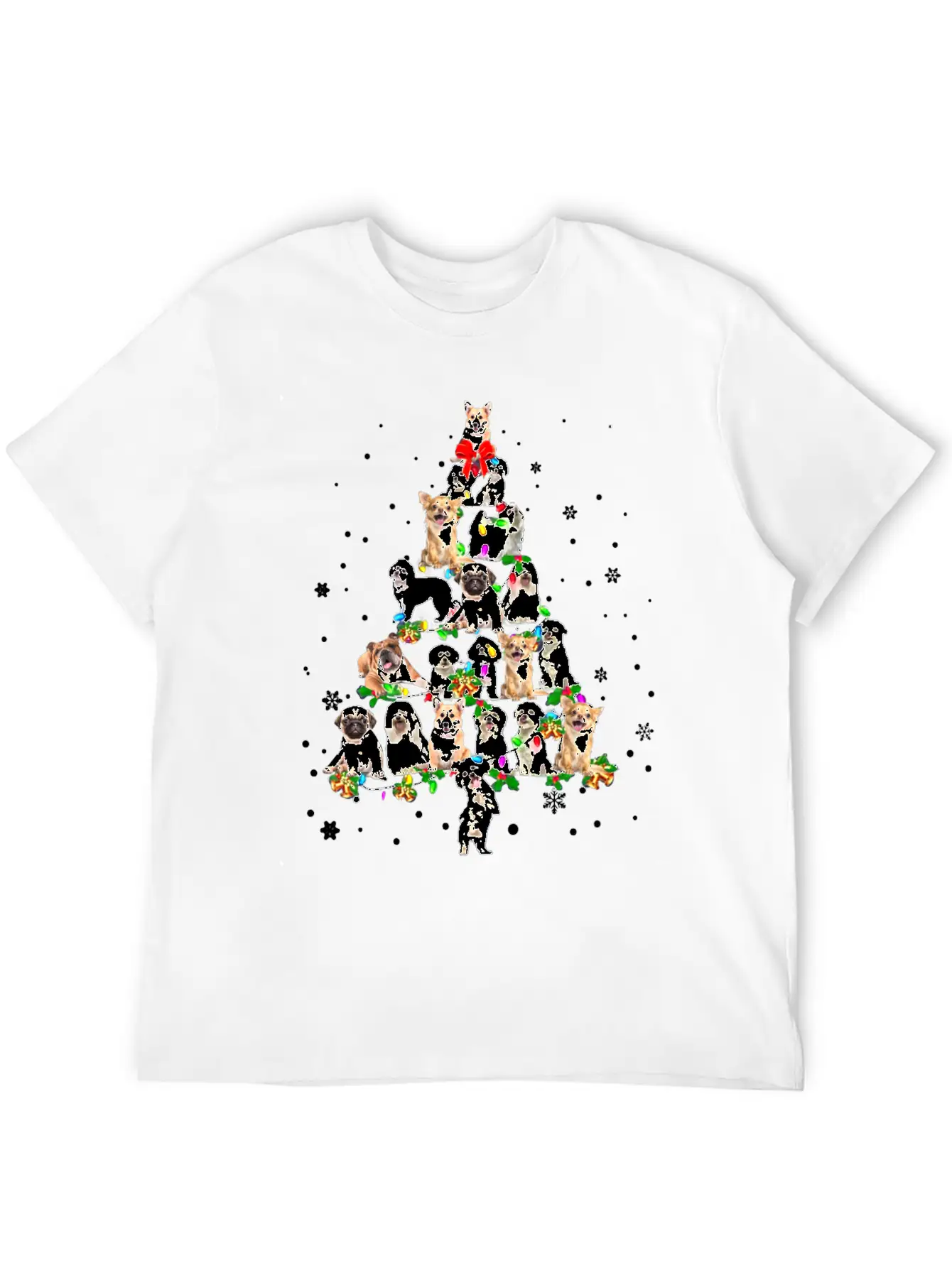 Funny Dog Xmas Tree Unisex Short Sleeve Soft Cotton T-Shirt – Casual Everyday Wear
