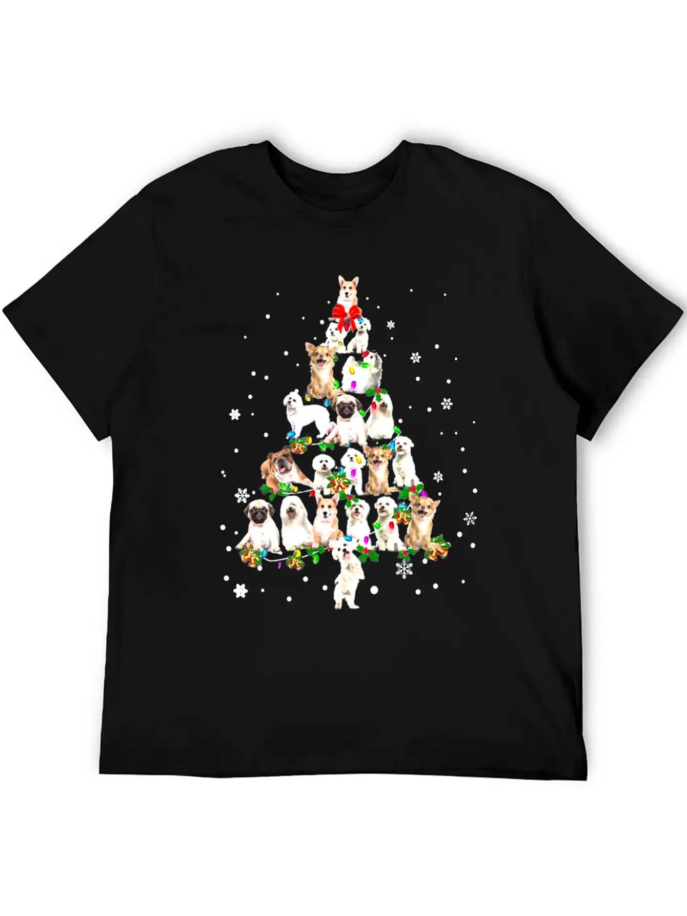 Funny Dog Xmas Tree Unisex Short Sleeve Soft Cotton T-Shirt – Casual Everyday Wear