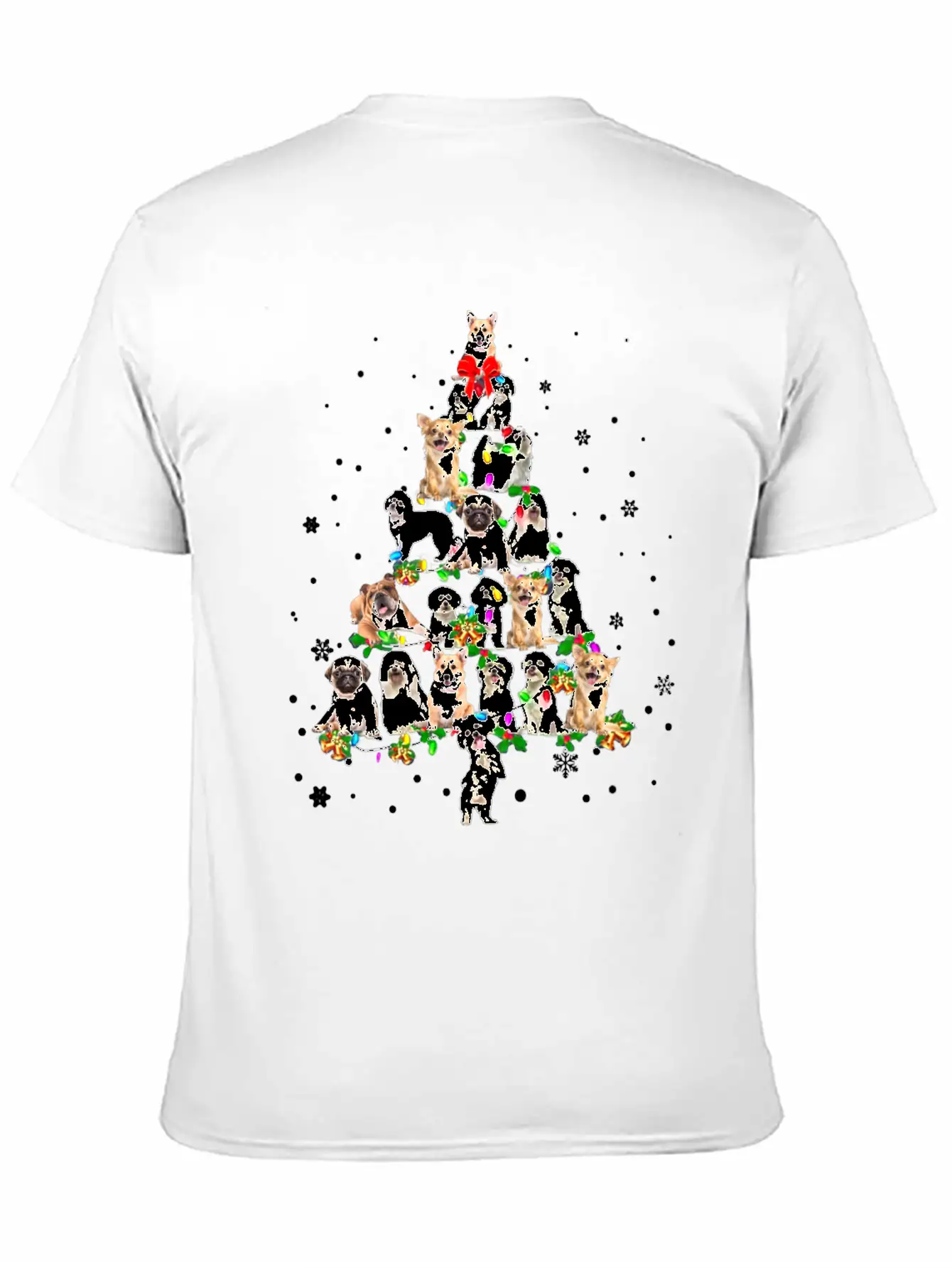 Funny Dog Xmas Tree Unisex Short Sleeve Soft Cotton T-Shirt – Casual Everyday Wear