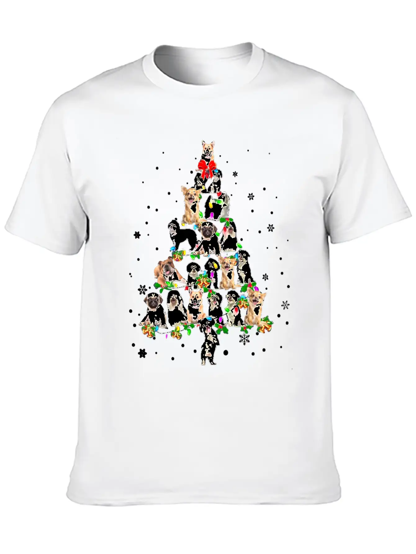 Funny Dog Xmas Tree Unisex Short Sleeve Soft Cotton T-Shirt – Casual Everyday Wear