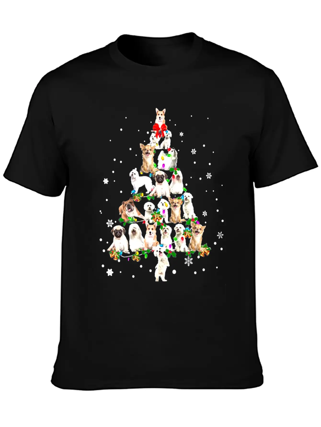 Funny Dog Xmas Tree Unisex Short Sleeve Soft Cotton T-Shirt – Casual Everyday Wear