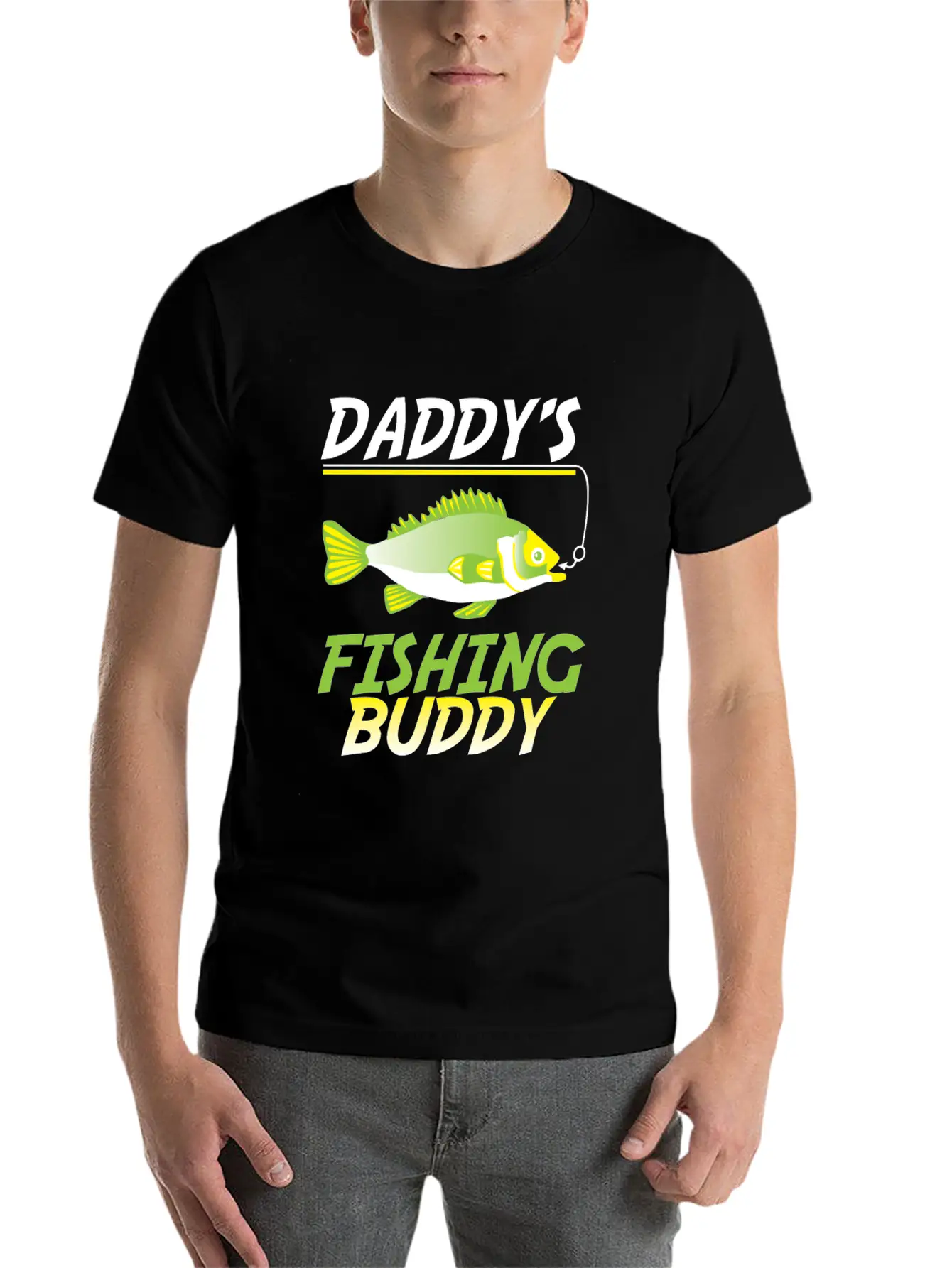 Funny Fishing Daddy's Fishing Buddy Fish Gift Basic Graphic T-Shirt – Daily Comfort In Soft Cotton