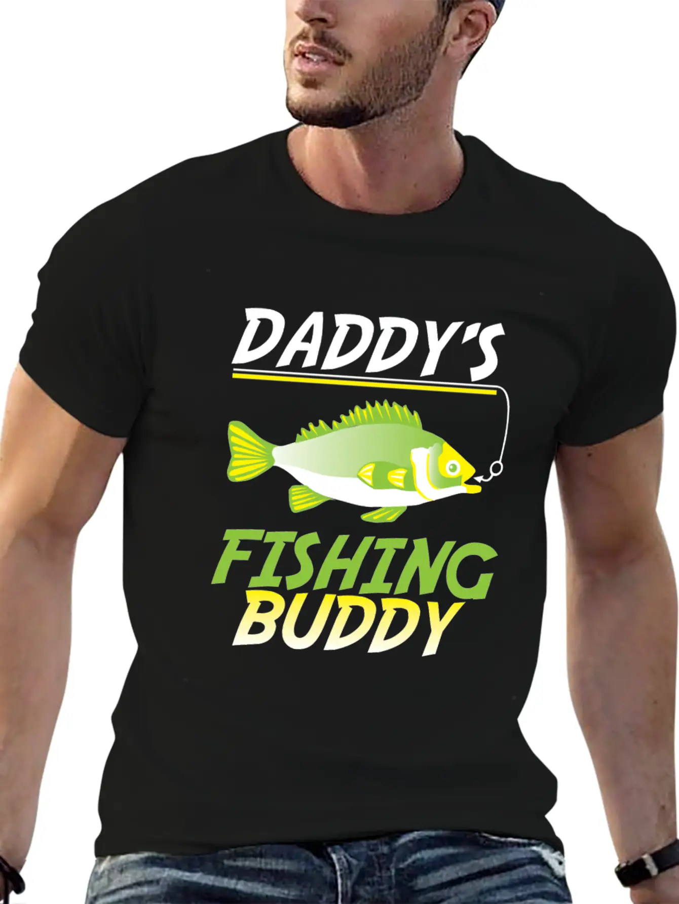 Funny Fishing Daddy's Fishing Buddy Fish Gift Basic Graphic T-Shirt – Daily Comfort In Soft Cotton