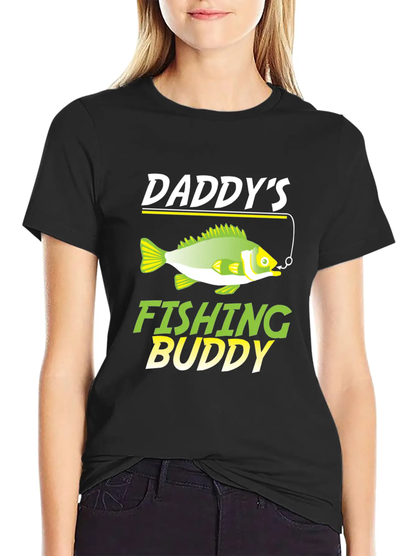 Funny Fishing Daddy's Fishing Buddy Fish Gift Basic Graphic T-Shirt – Daily Comfort In Soft Cotton