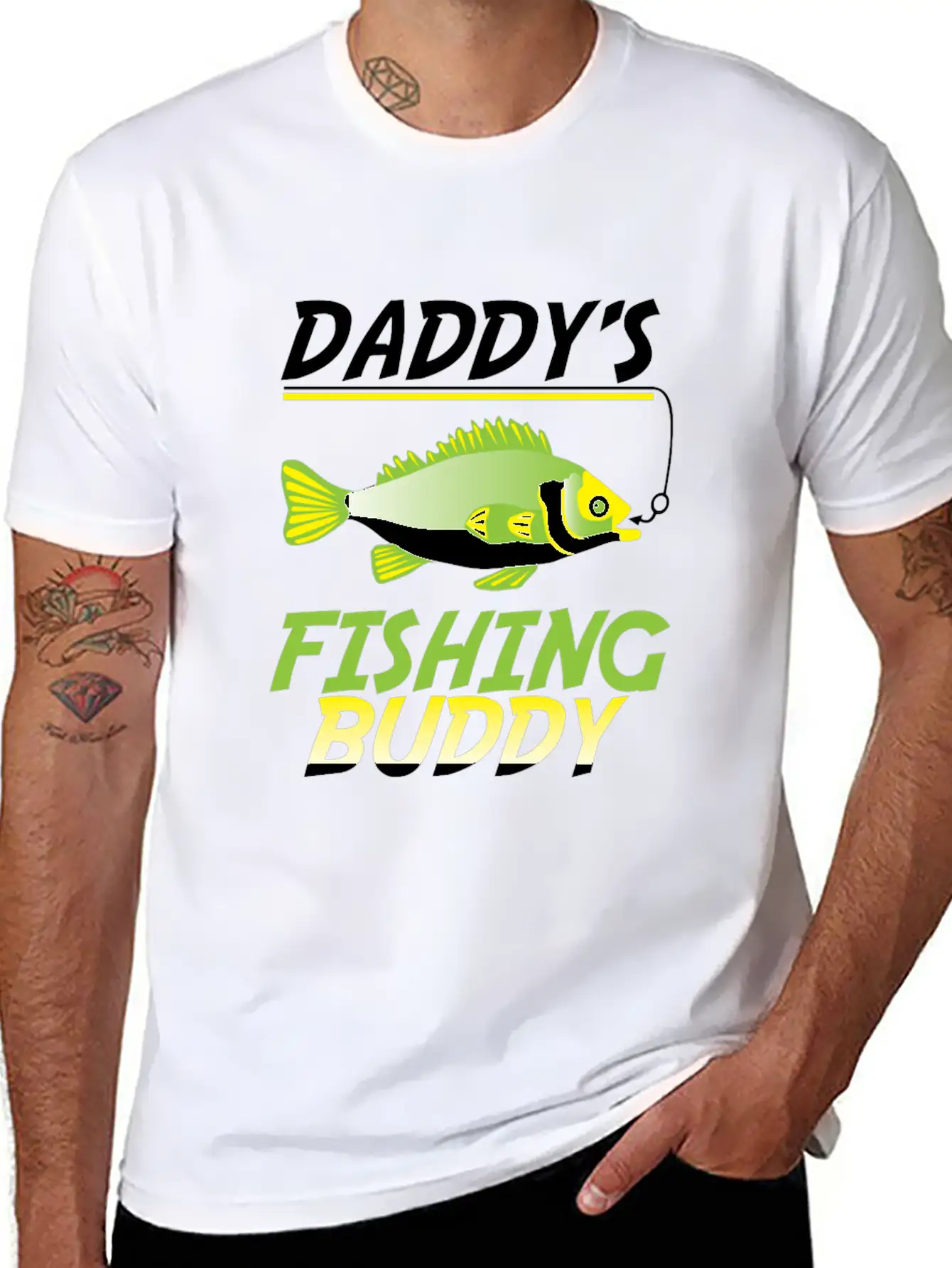 Funny Fishing Daddy's Fishing Buddy Fish Gift Basic Graphic T-Shirt – Daily Comfort In Soft Cotton
