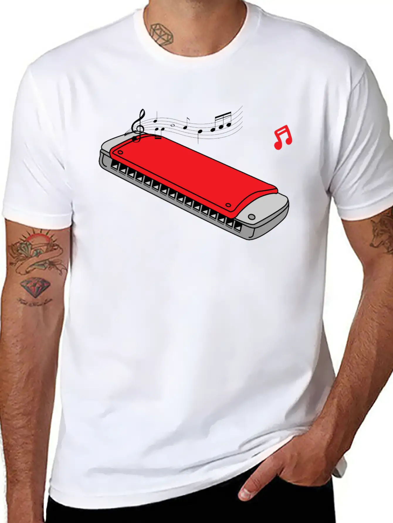 Funny Harmonica ,music,blues,folk,classical,jazz Essential Unisex Summer Tee – Soft Cotton Casual Fit