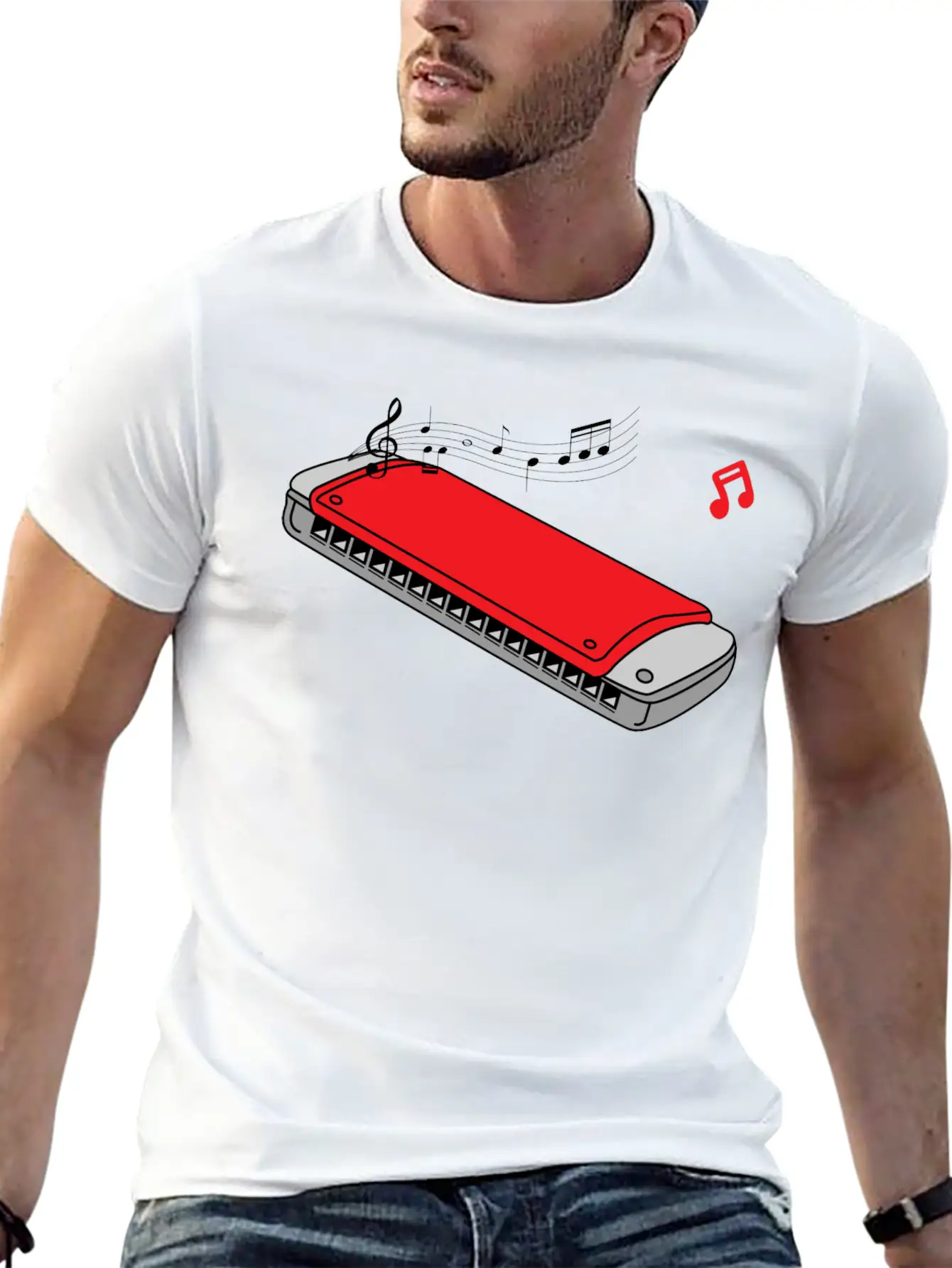 Funny Harmonica ,music,blues,folk,classical,jazz Essential Unisex Summer Tee – Soft Cotton Casual Fit