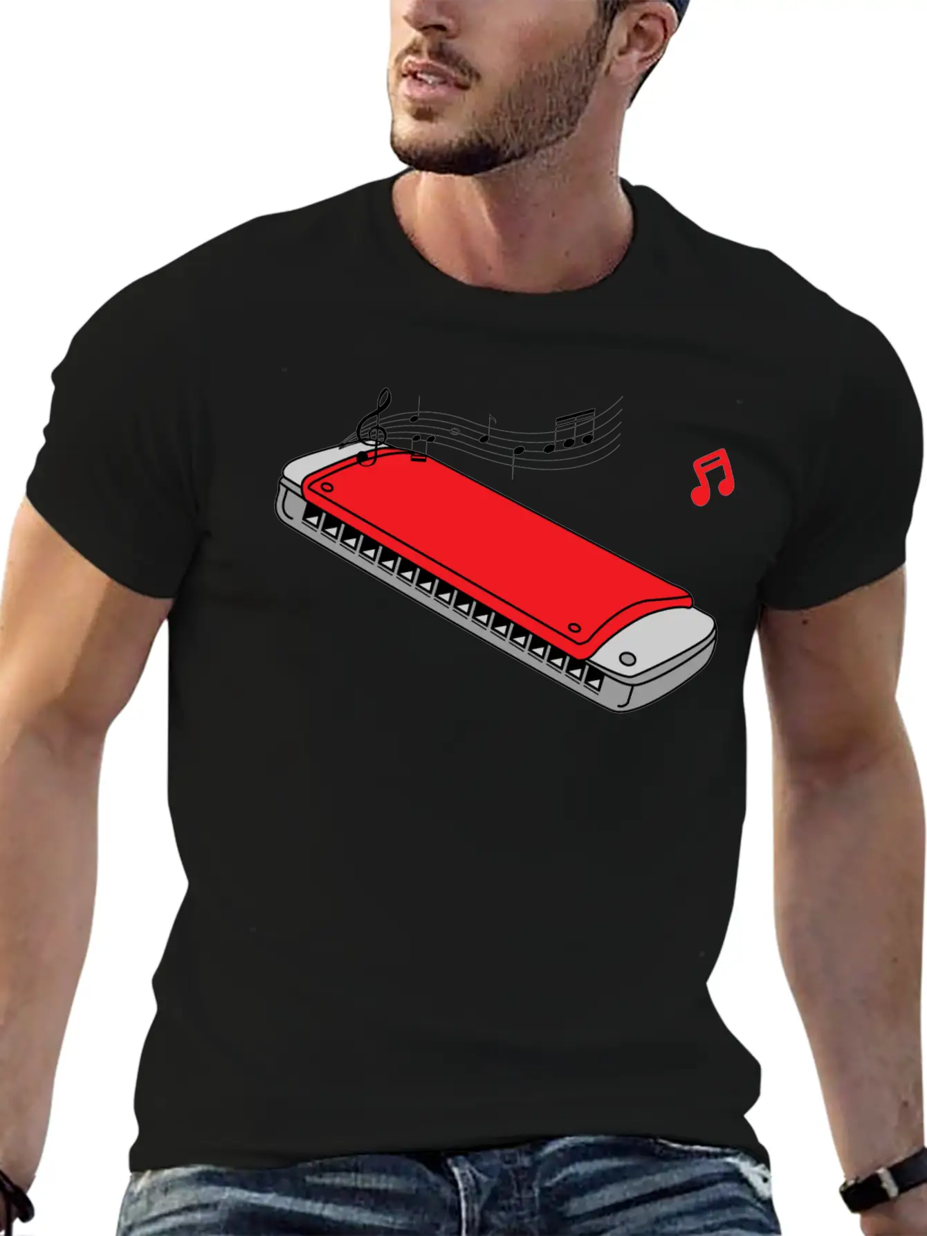 Funny Harmonica ,music,blues,folk,classical,jazz Essential Unisex Summer Tee – Soft Cotton Casual Fit