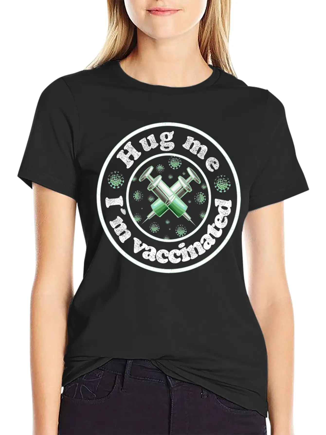 Funny Hug Me I'm Vaccinated Pro Vaccine T-Shirt Stylish Everyday T-Shirt – Unisex Basic Cotton Tee