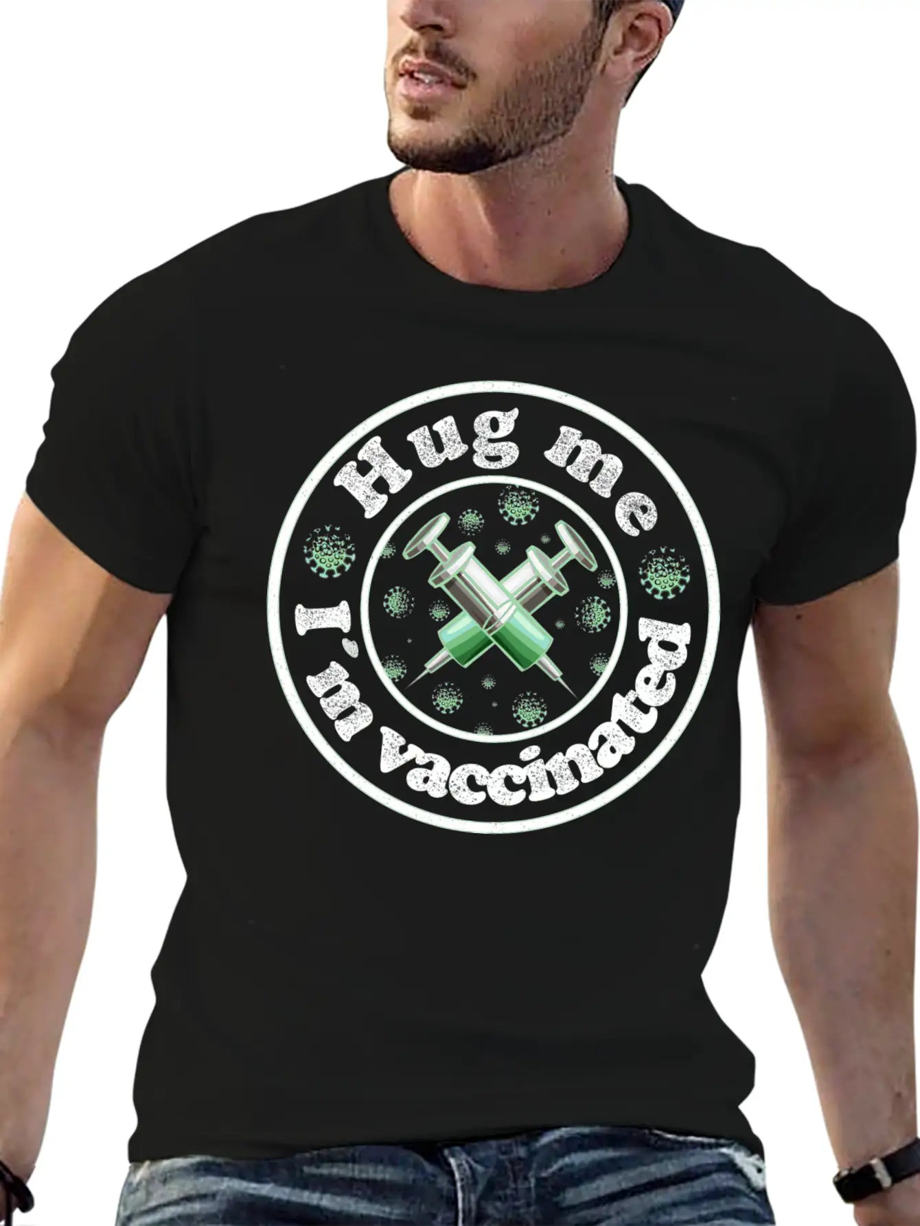 Funny Hug Me I'm Vaccinated Pro Vaccine T-Shirt Stylish Everyday T-Shirt – Unisex Basic Cotton Tee