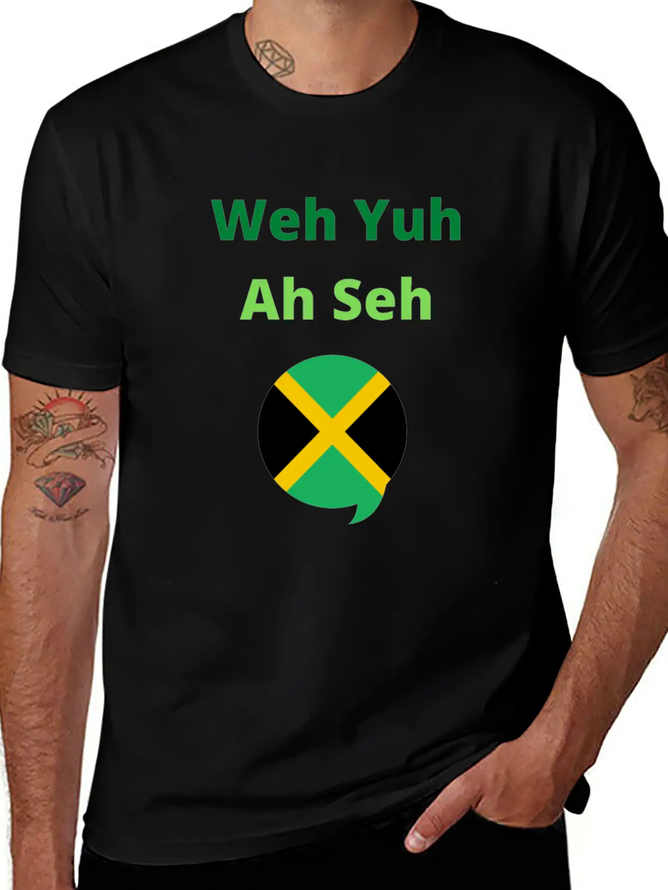 Funny Jamaican Popuplar Saying, Weh Yuh Ah Seh Unisex Short Sleeve Soft Cotton T-Shirt – Casual Everyday Wear