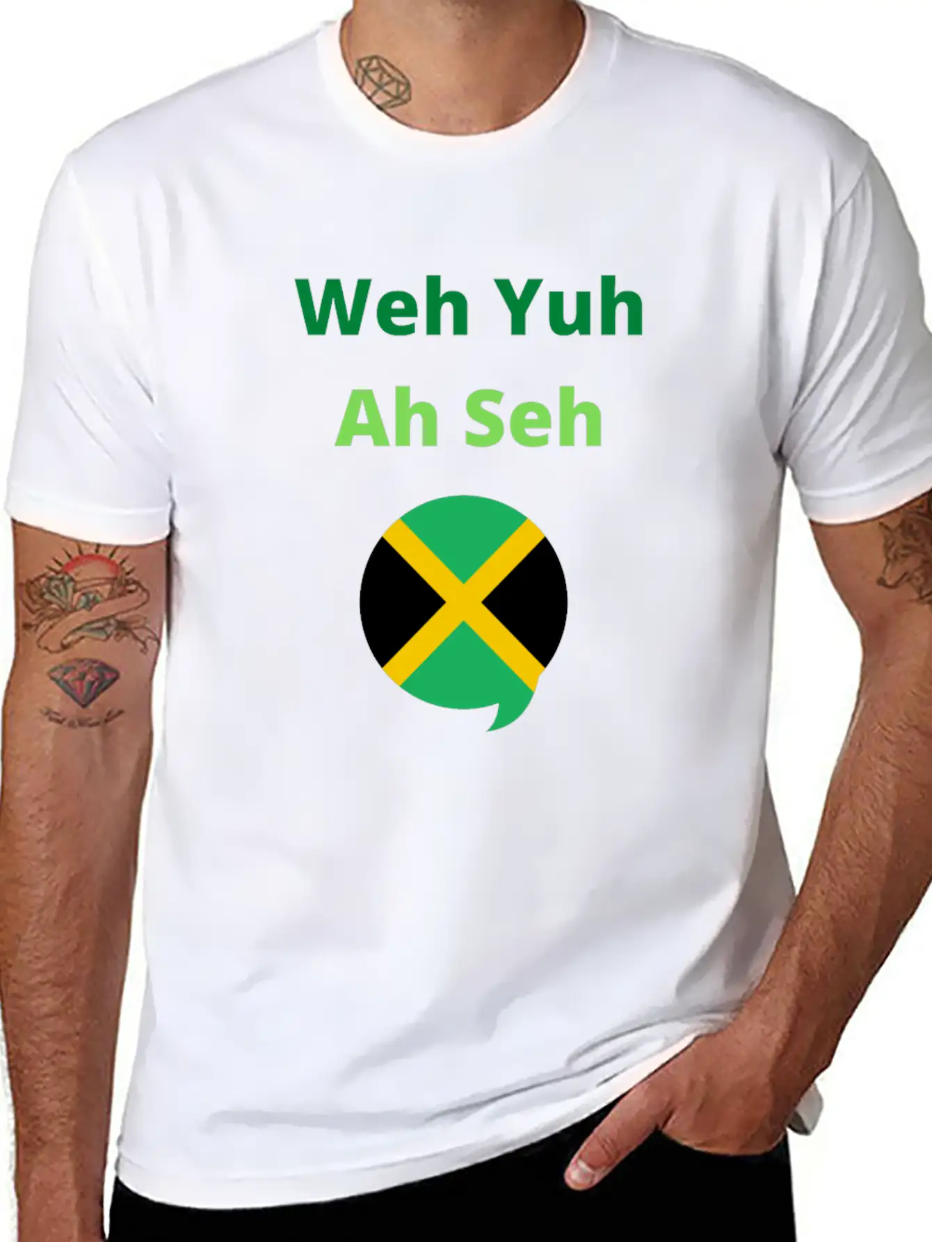 Funny Jamaican Popuplar Saying, Weh Yuh Ah Seh Unisex Short Sleeve Soft Cotton T-Shirt – Casual Everyday Wear
