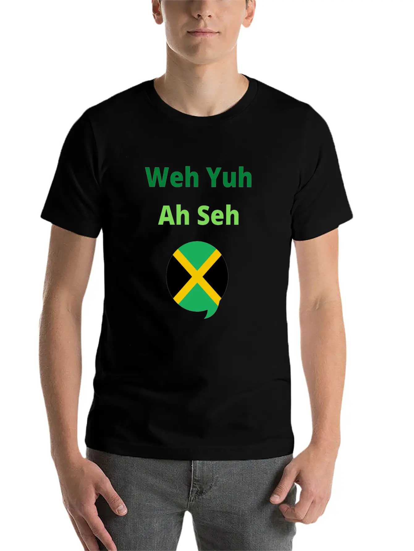 Funny Jamaican Popuplar Saying, Weh Yuh Ah Seh Unisex Short Sleeve Soft Cotton T-Shirt – Casual Everyday Wear