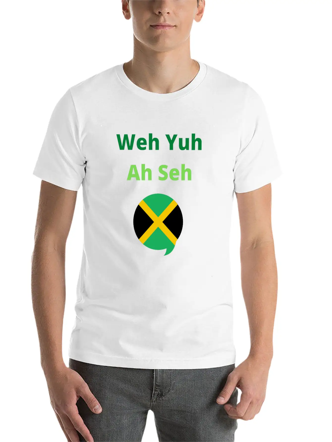 Funny Jamaican Popuplar Saying, Weh Yuh Ah Seh Unisex Short Sleeve Soft Cotton T-Shirt – Casual Everyday Wear