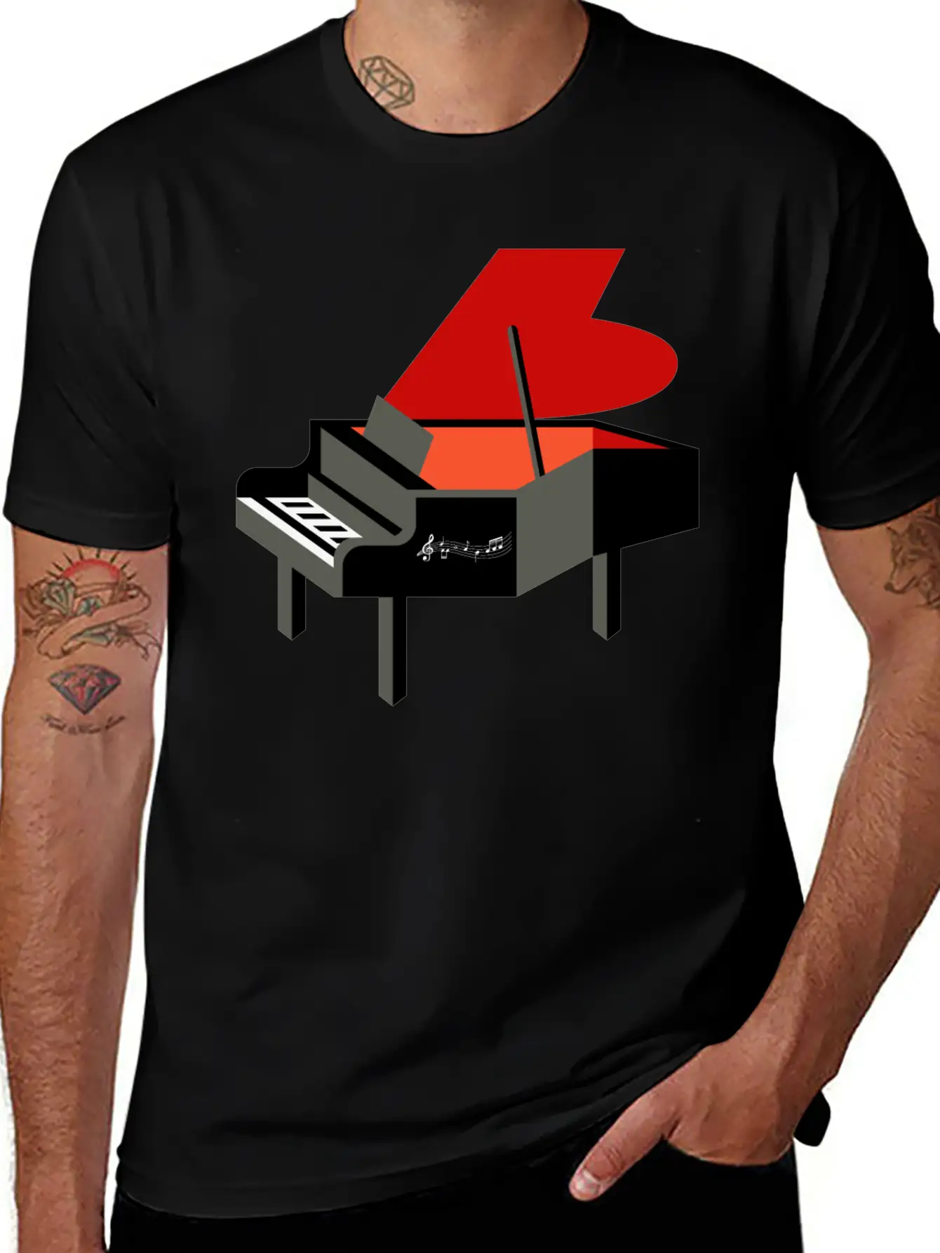 Funny Keyboard Player Pianist Stylish Everyday T-Shirt – Unisex Basic Cotton Tee