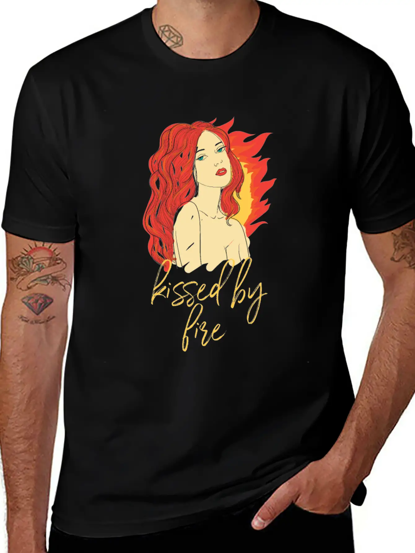 Funny Kissed By Fire Redhead Ginger Red Hair Quote Comfortable Minimalist Graphic Tee – Summer Style Essential