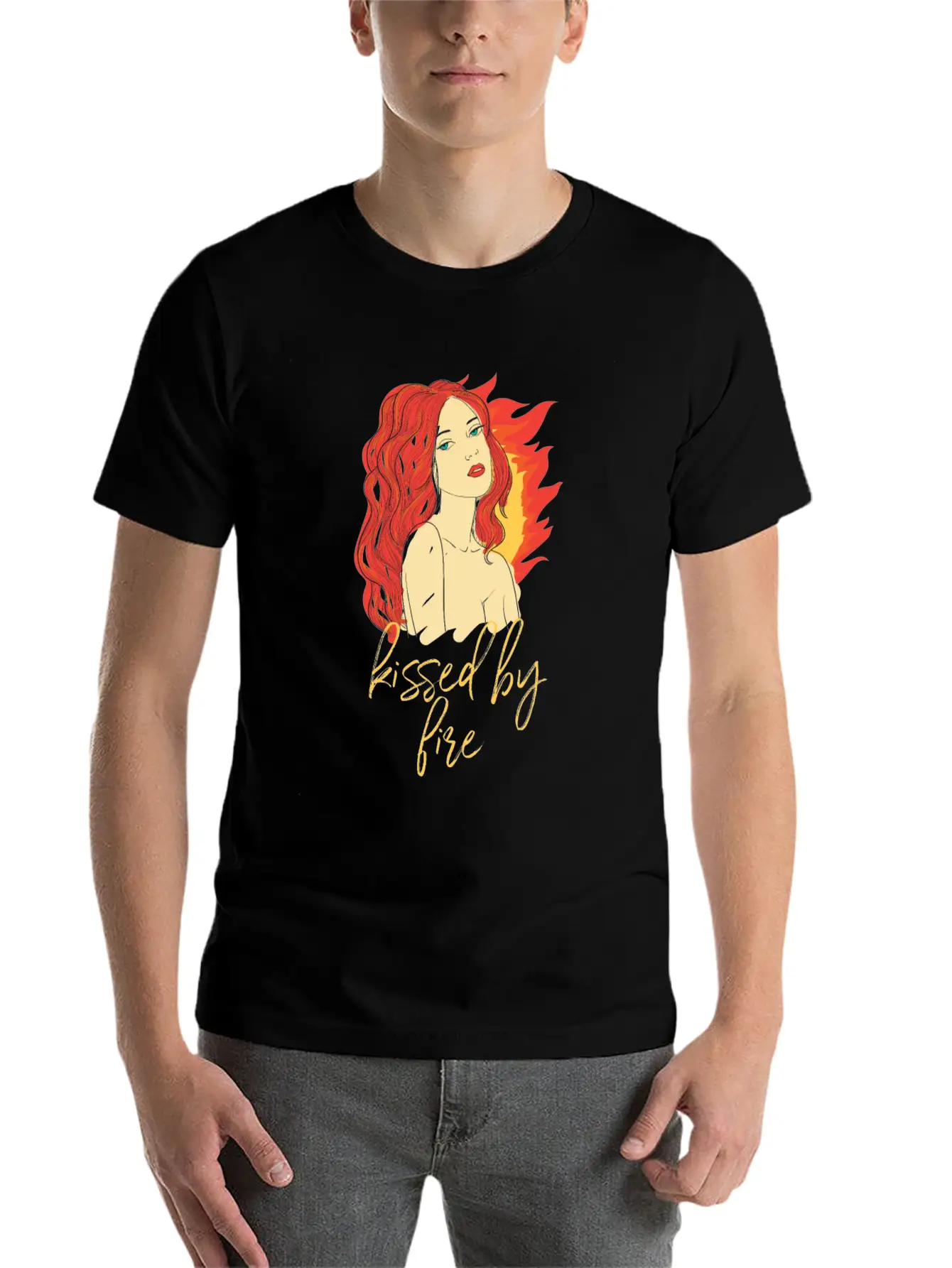 Funny Kissed By Fire Redhead Ginger Red Hair Quote Comfortable Minimalist Graphic Tee – Summer Style Essential