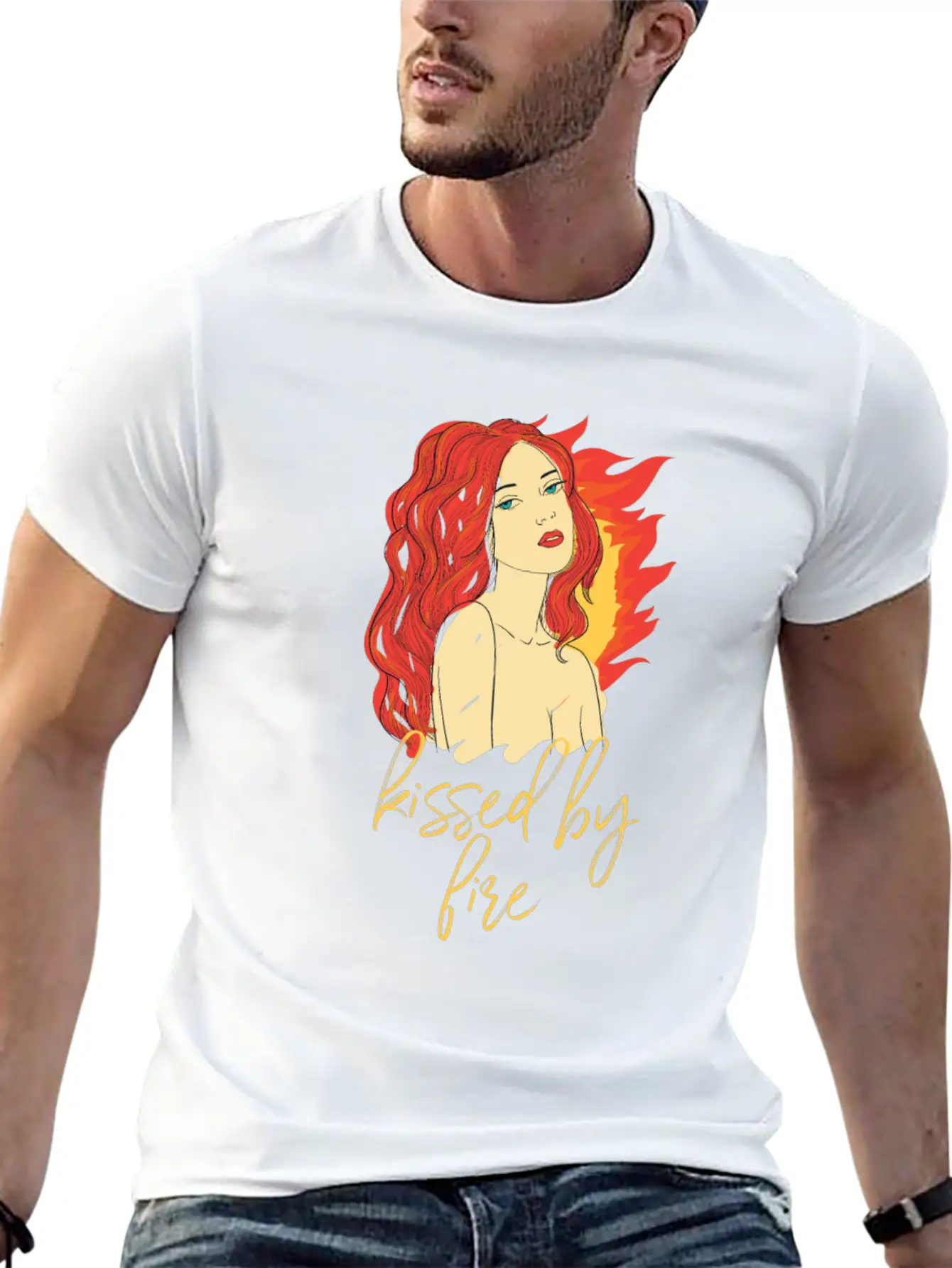 Funny Kissed By Fire Redhead Ginger Red Hair Quote Comfortable Minimalist Graphic Tee – Summer Style Essential