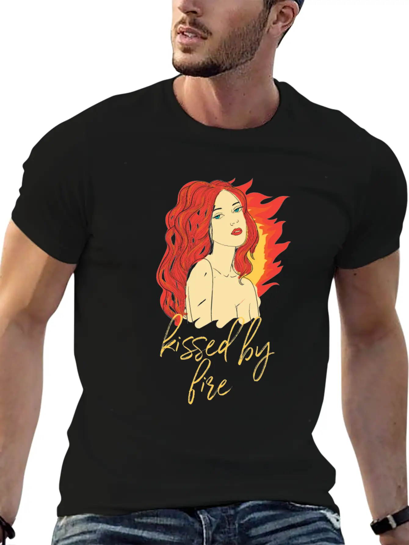 Funny Kissed By Fire Redhead Ginger Red Hair Quote Comfortable Minimalist Graphic Tee – Summer Style Essential