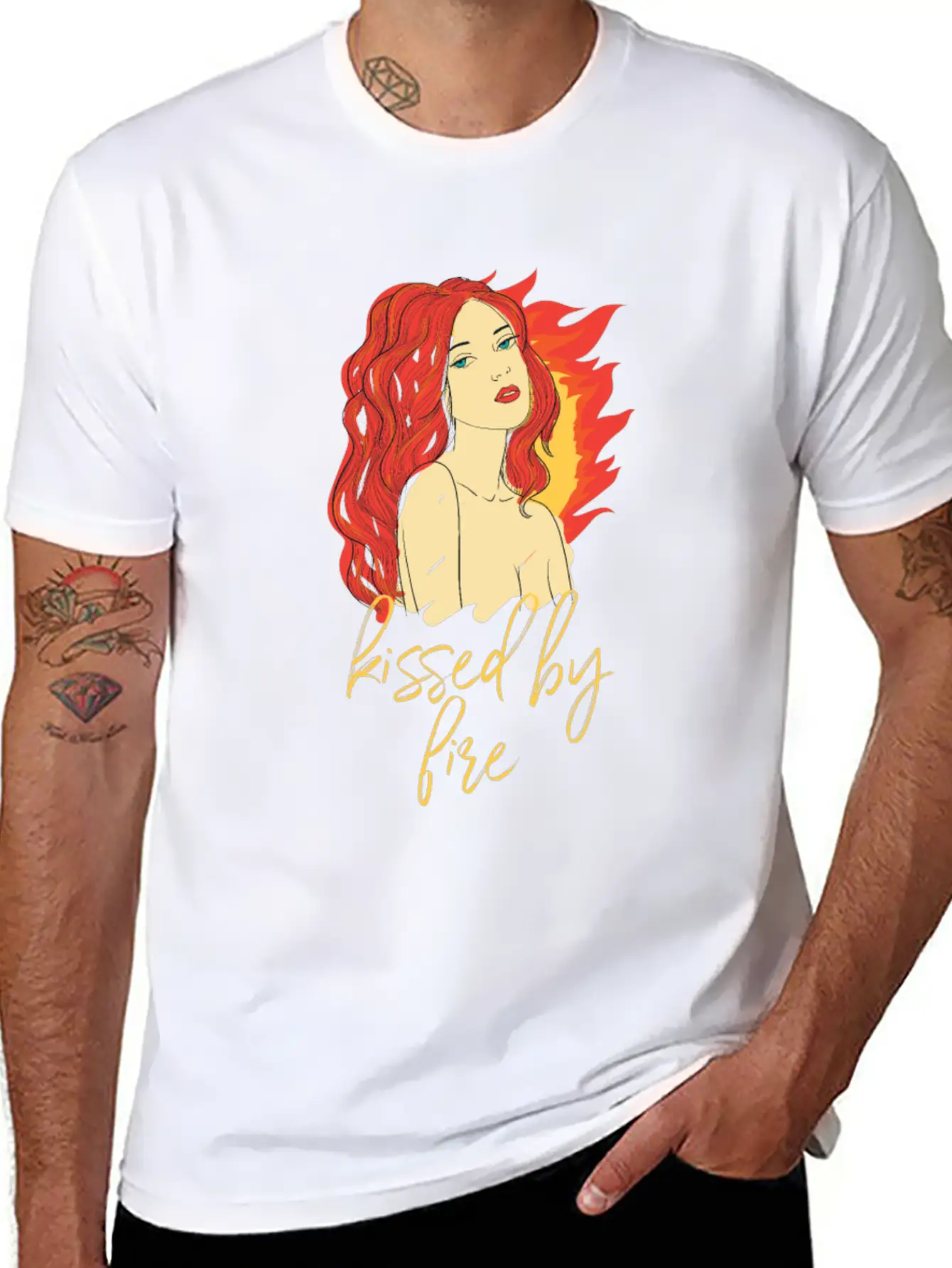Funny Kissed By Fire Redhead Ginger Red Hair Quote Comfortable Minimalist Graphic Tee – Summer Style Essential