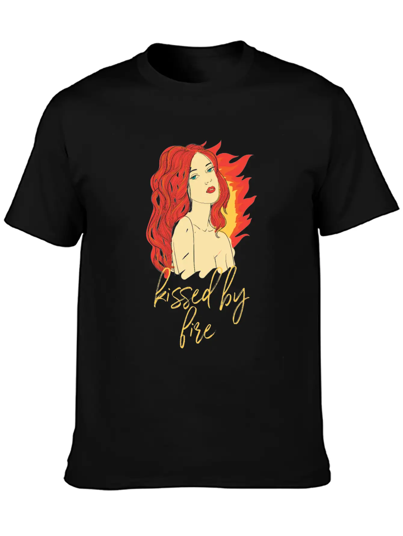 Funny Kissed By Fire Redhead Ginger Red Hair Quote Comfortable Minimalist Graphic Tee – Summer Style Essential