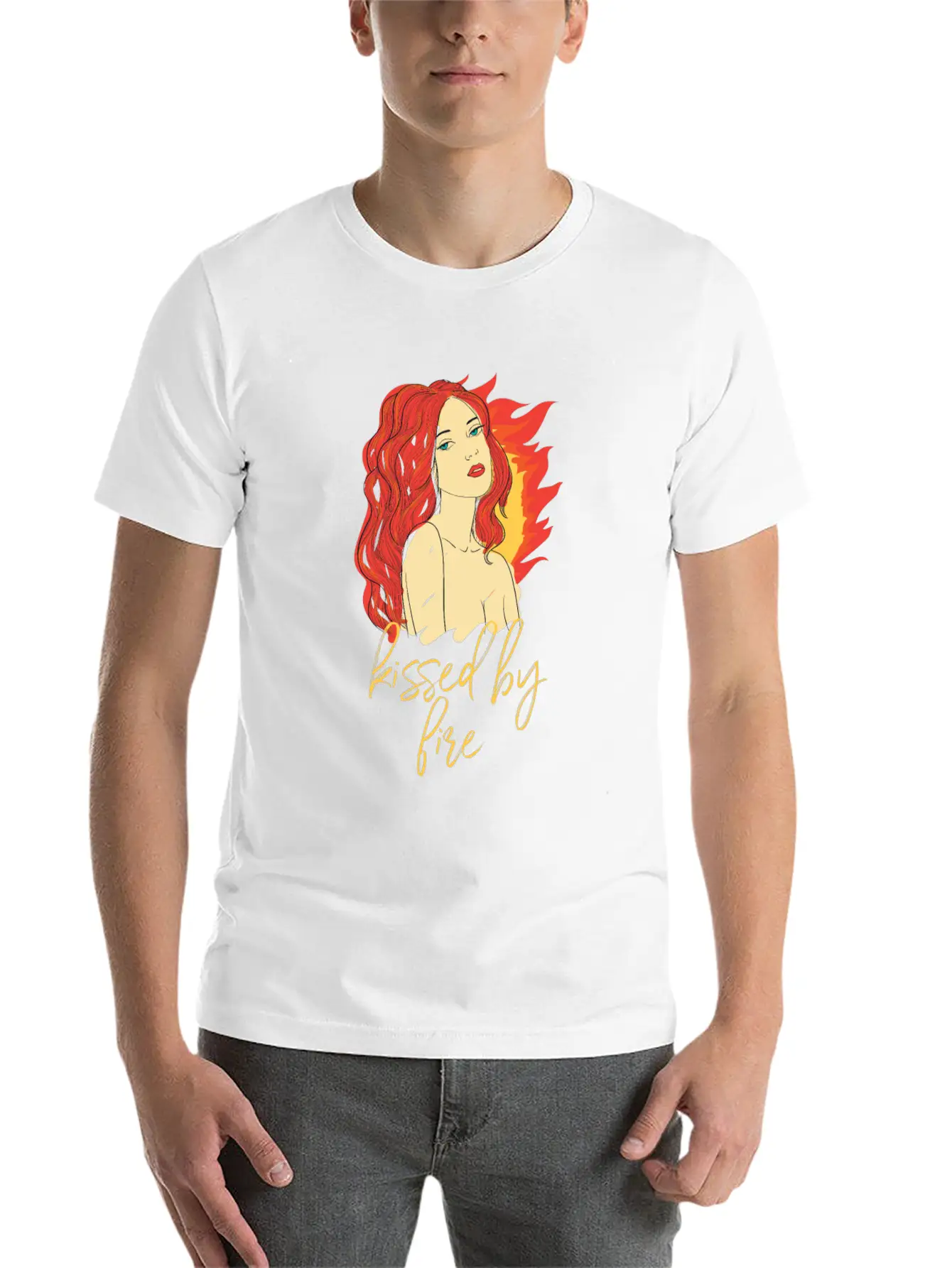Funny Kissed By Fire Redhead Ginger Red Hair Quote Comfortable Minimalist Graphic Tee – Summer Style Essential