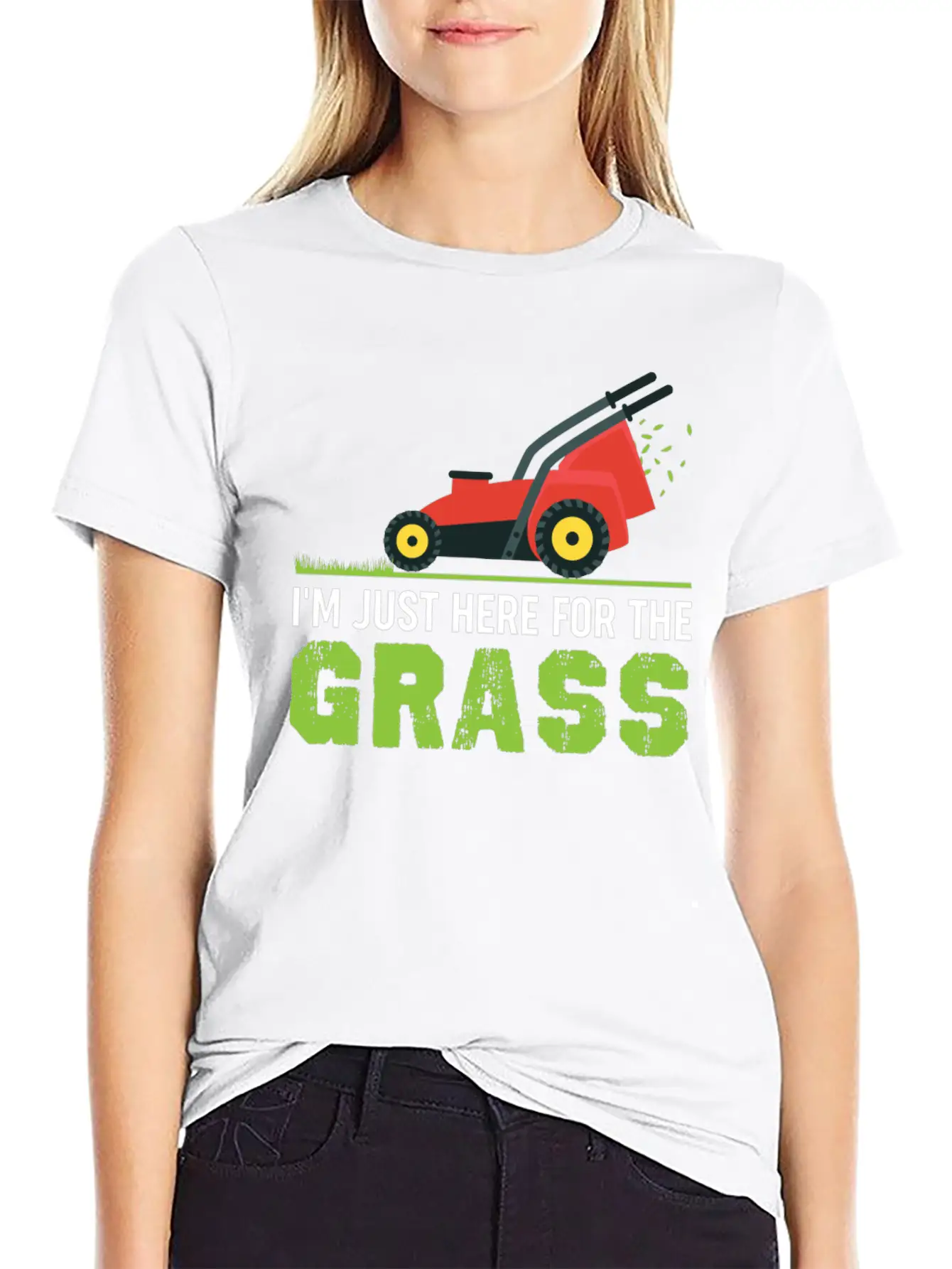 Funny Lawn Mower Shirt - I'm Just Here For The Gra Unisex Short Sleeve Soft Cotton T-Shirt – Casual Everyday Wear