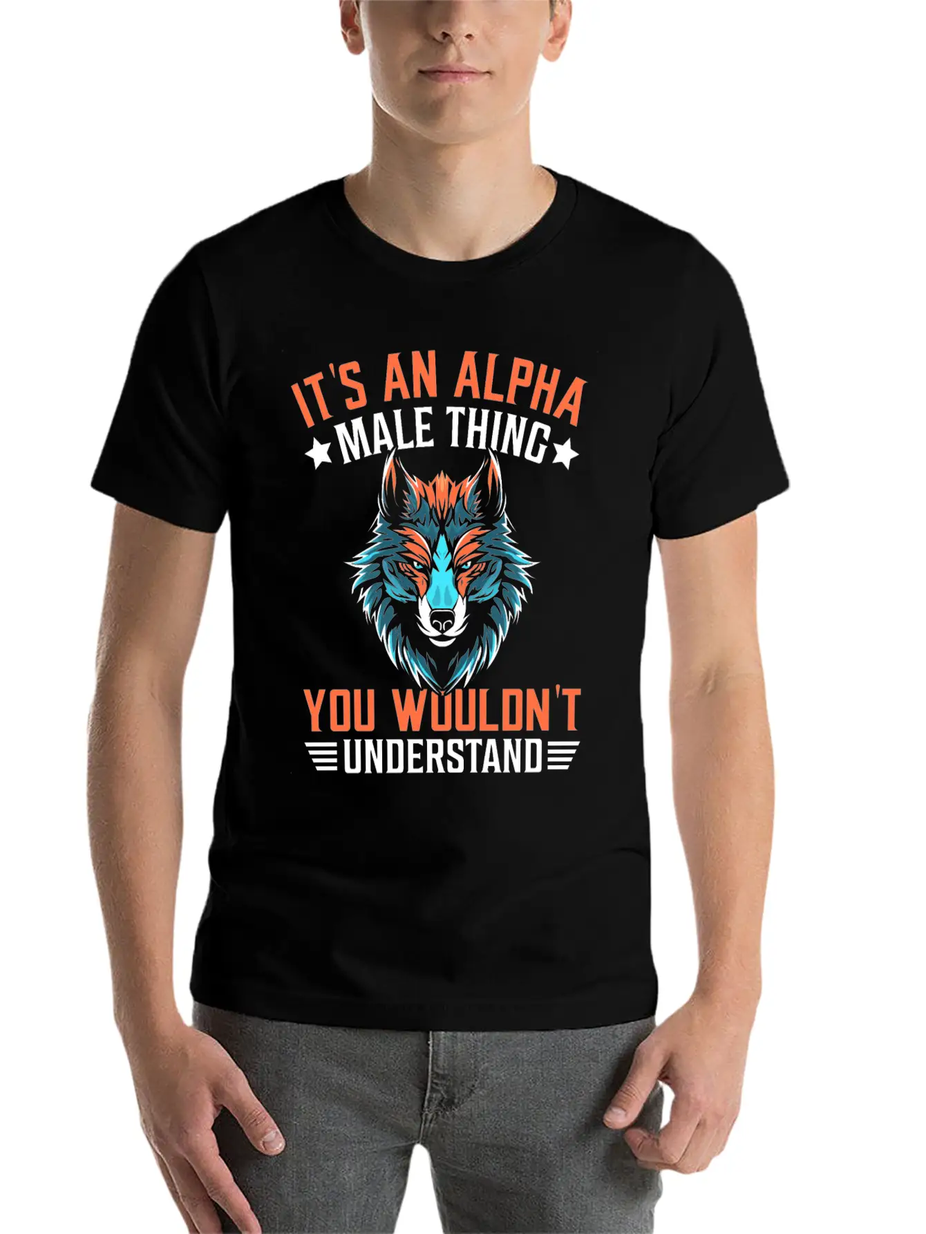 Funny Men Wolf Stylish Everyday T-Shirt – Unisex Basic Cotton Tee