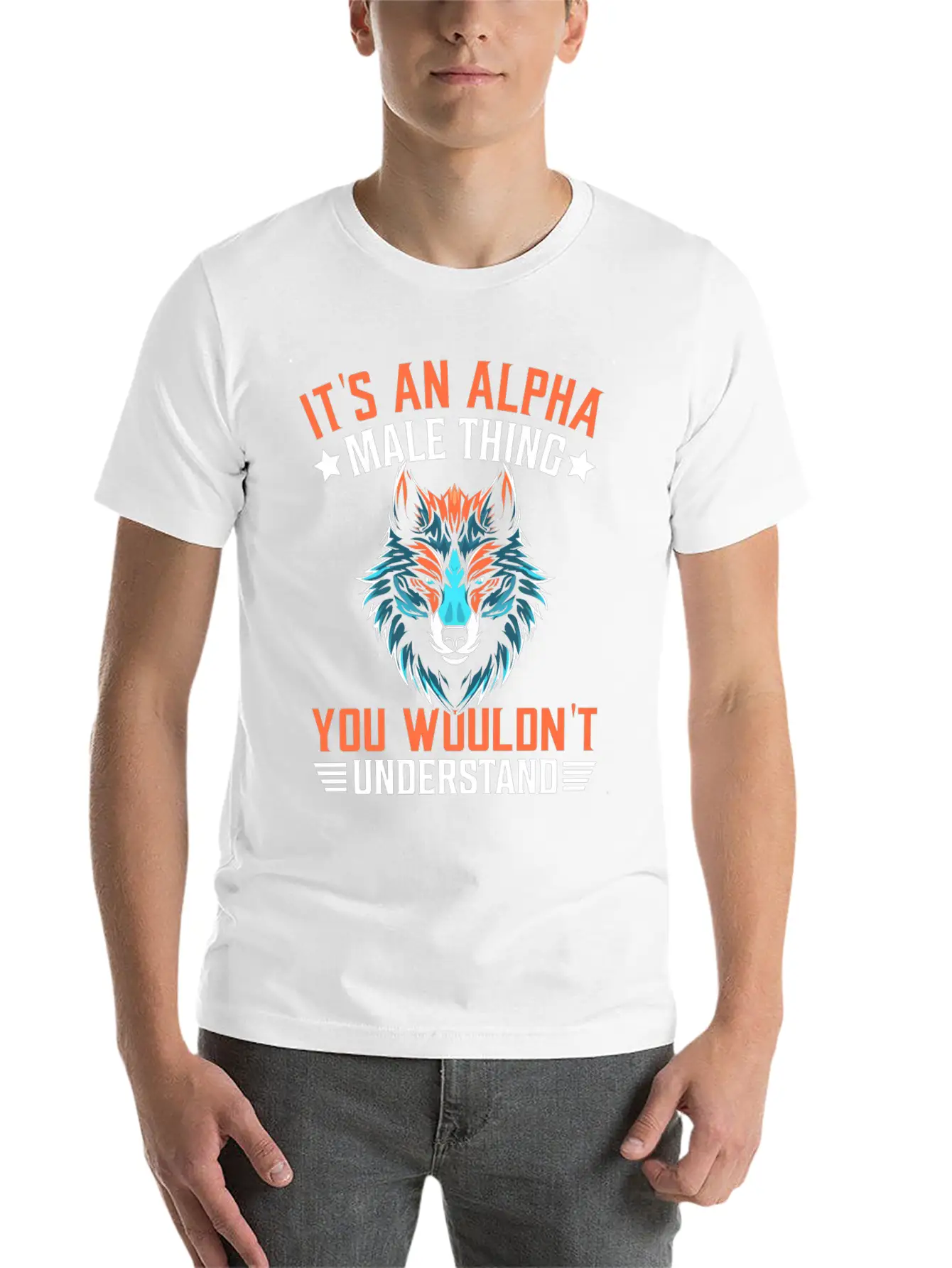 Funny Men Wolf Stylish Everyday T-Shirt – Unisex Basic Cotton Tee
