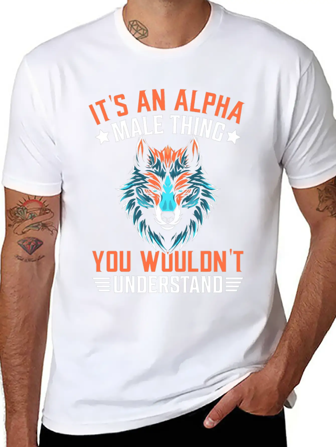 Funny Men Wolf Stylish Everyday T-Shirt – Unisex Basic Cotton Tee