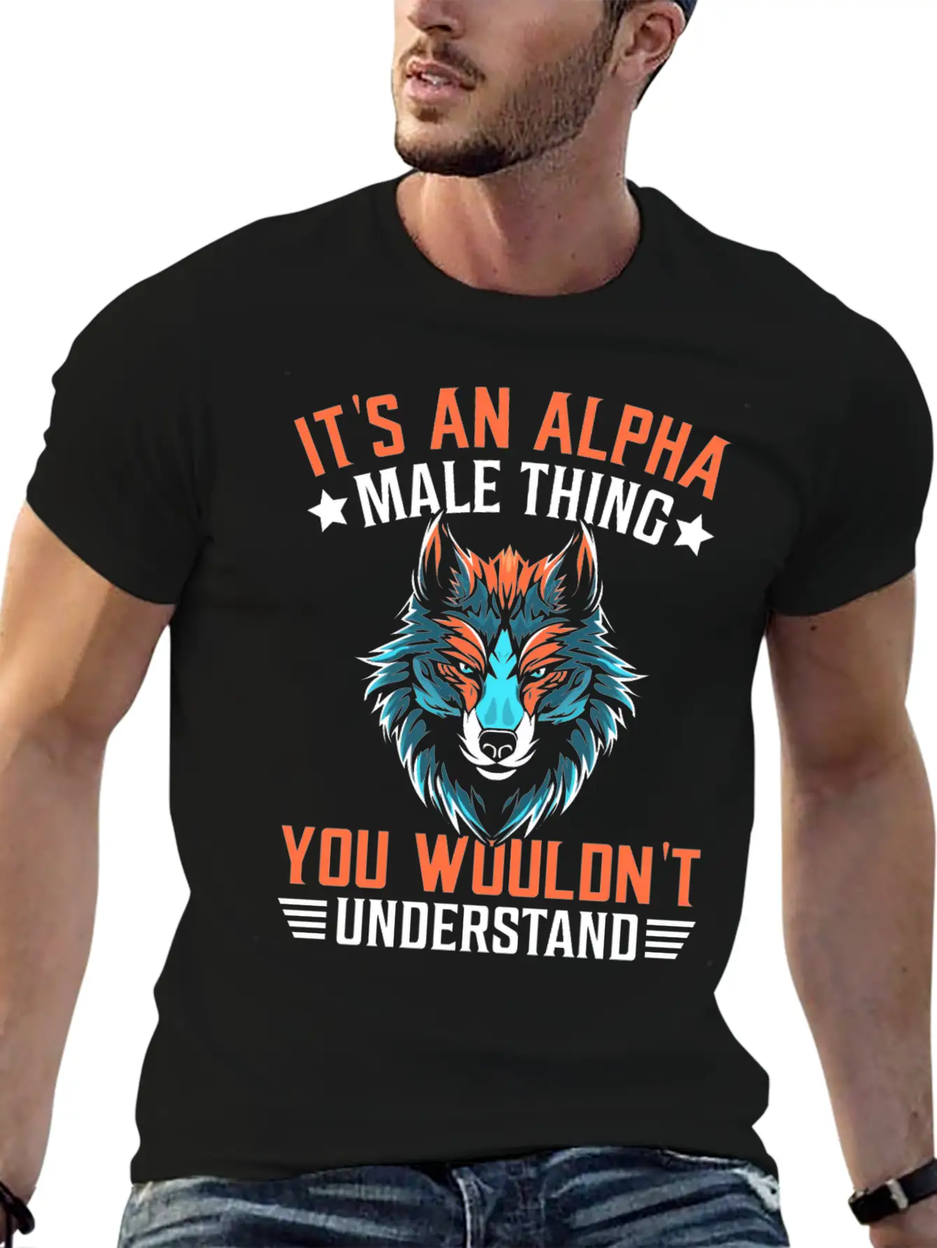 Funny Men Wolf Stylish Everyday T-Shirt – Unisex Basic Cotton Tee