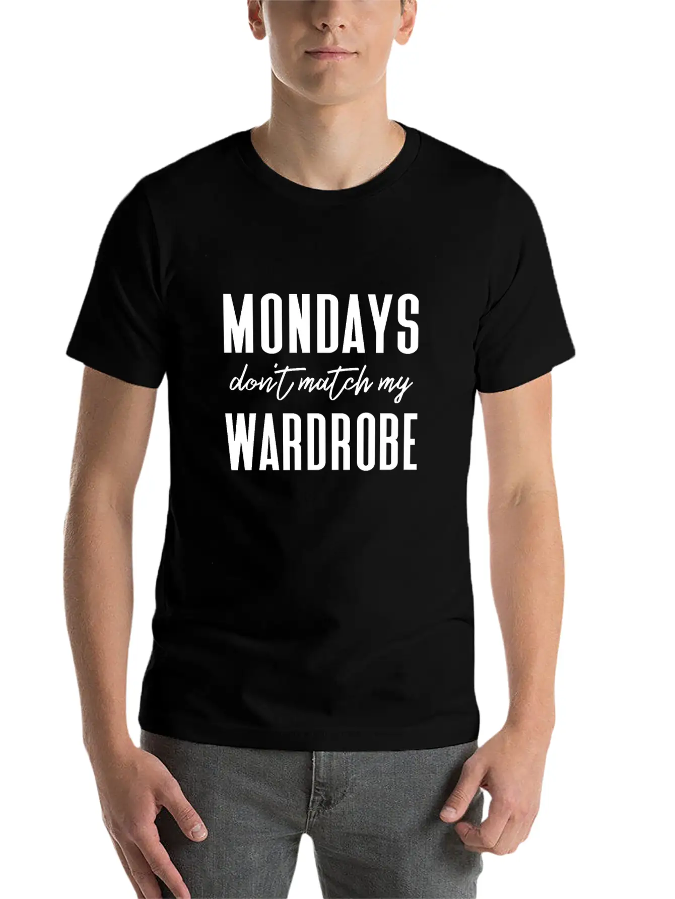 Funny Monday Joke Design - Fun For Work Or School Basic Graphic T-Shirt – Daily Comfort In Soft Cotton